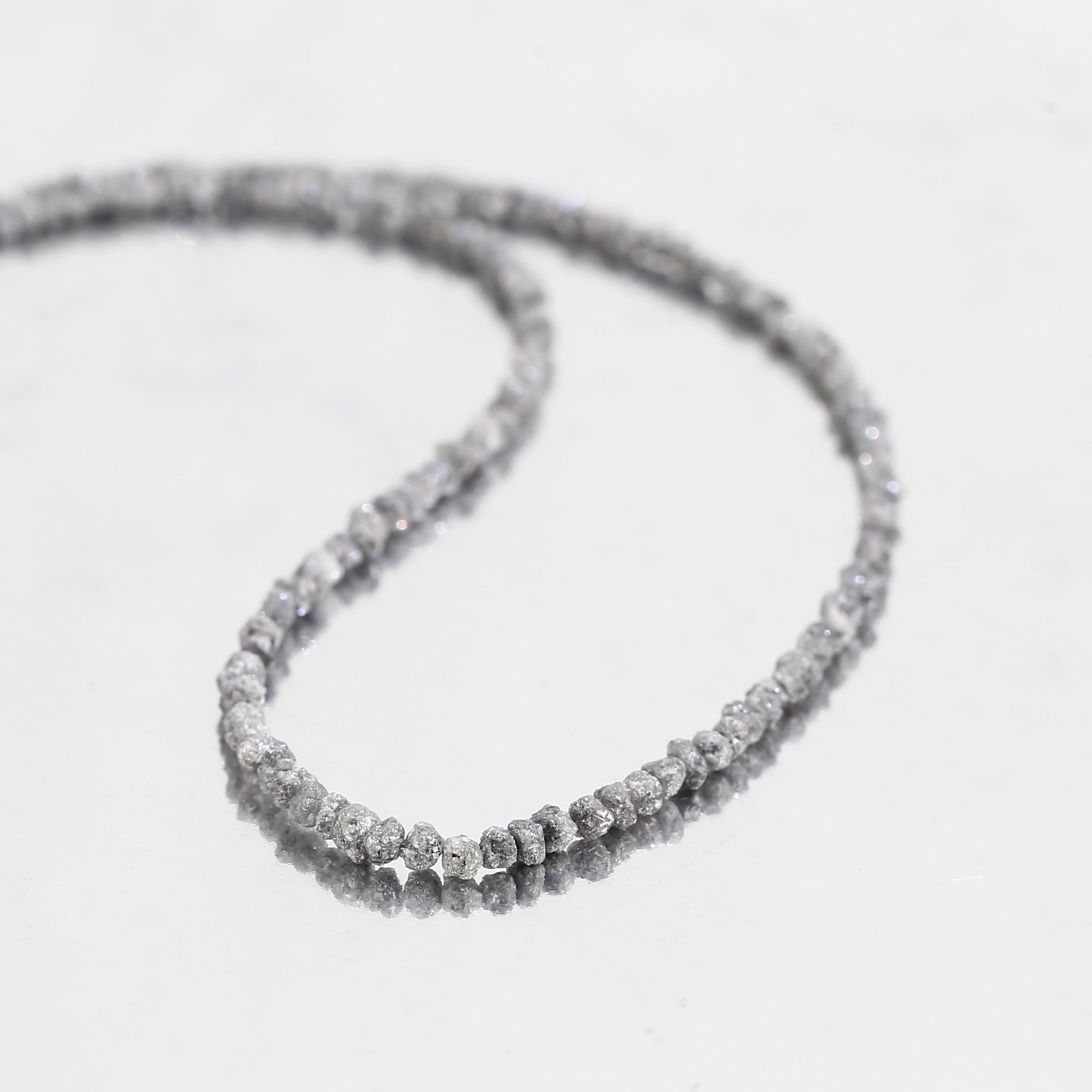 20.00 Carat Natural Gray Diamond Beads Rough Uncut Strand 1.30-2 MM