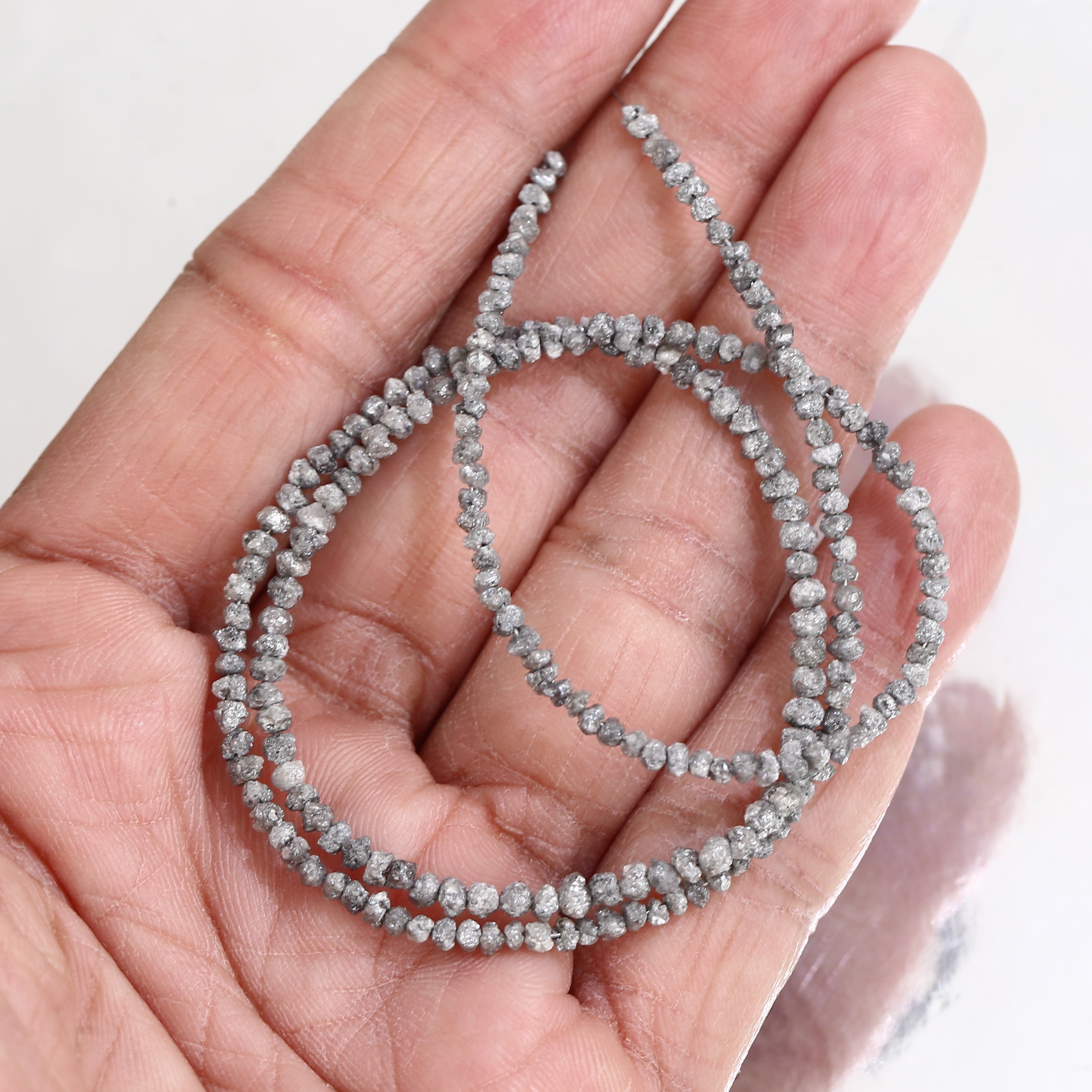 20.00 Carat Natural Gray Diamond Beads Rough Uncut Strand 1.30-2 MM