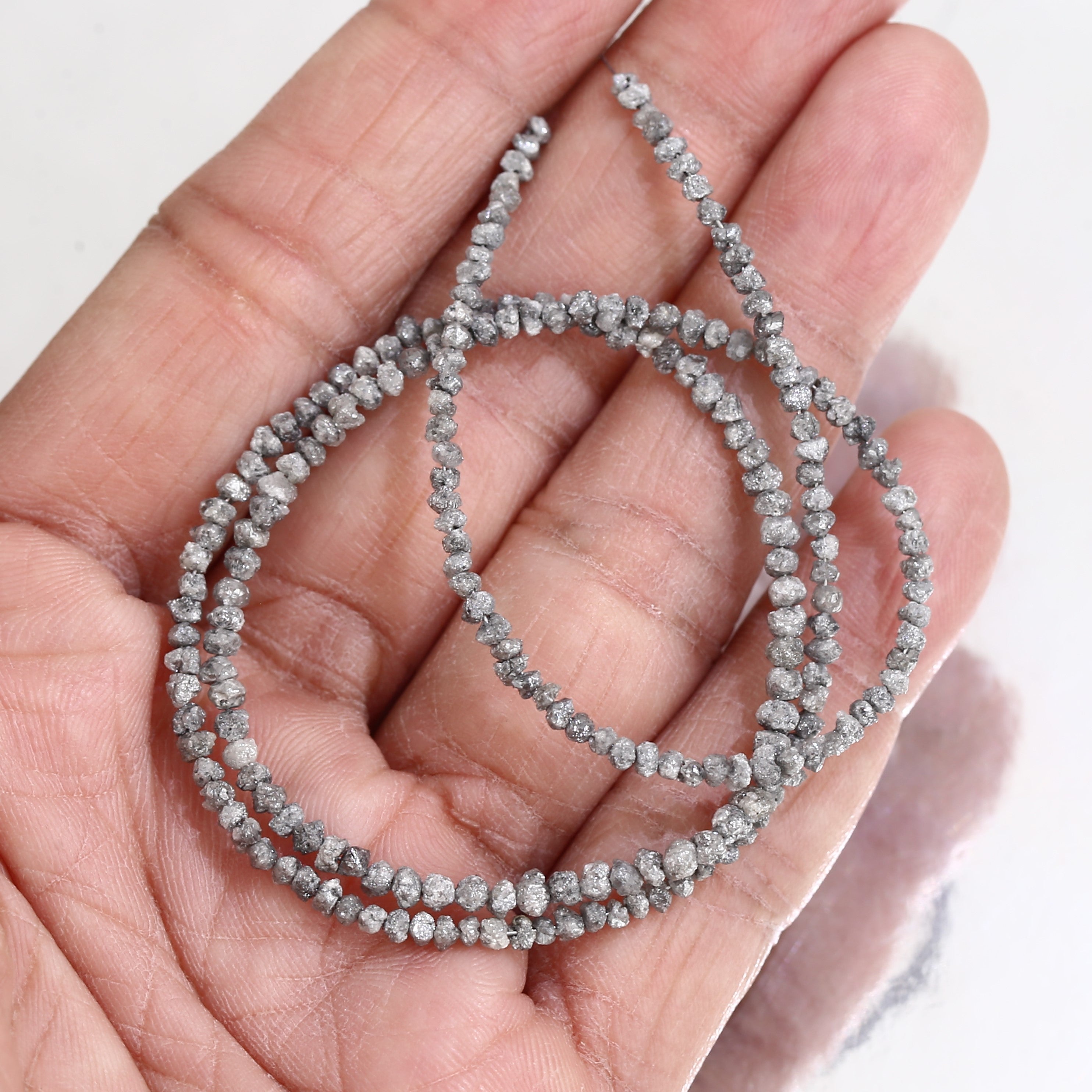 20.00 Carat Natural Gray Diamond Beads Rough Uncut Strand 1.30-2 MM