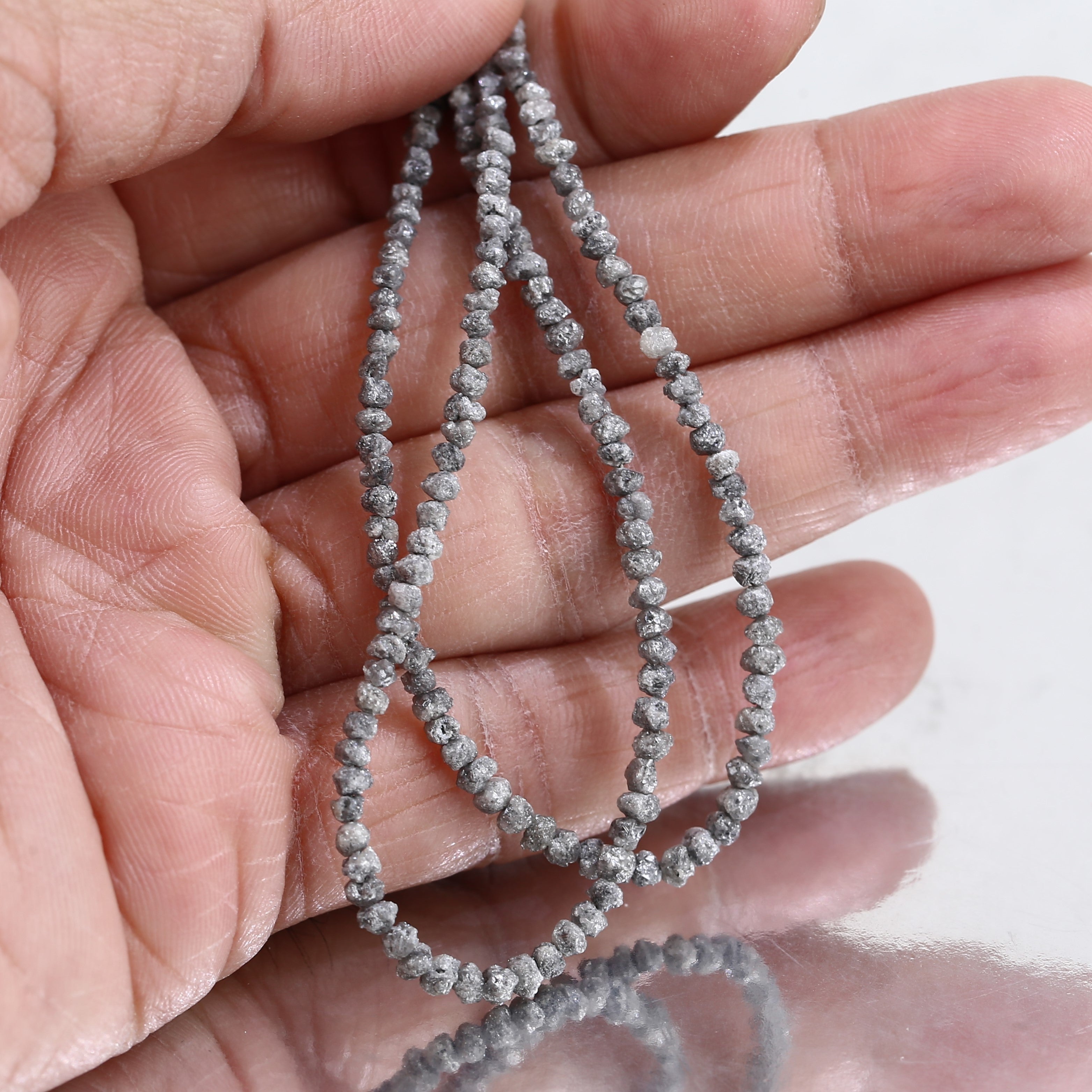 20.00 Carat Natural Gray Diamond Beads Rough Uncut Strand 1.30-2 MM