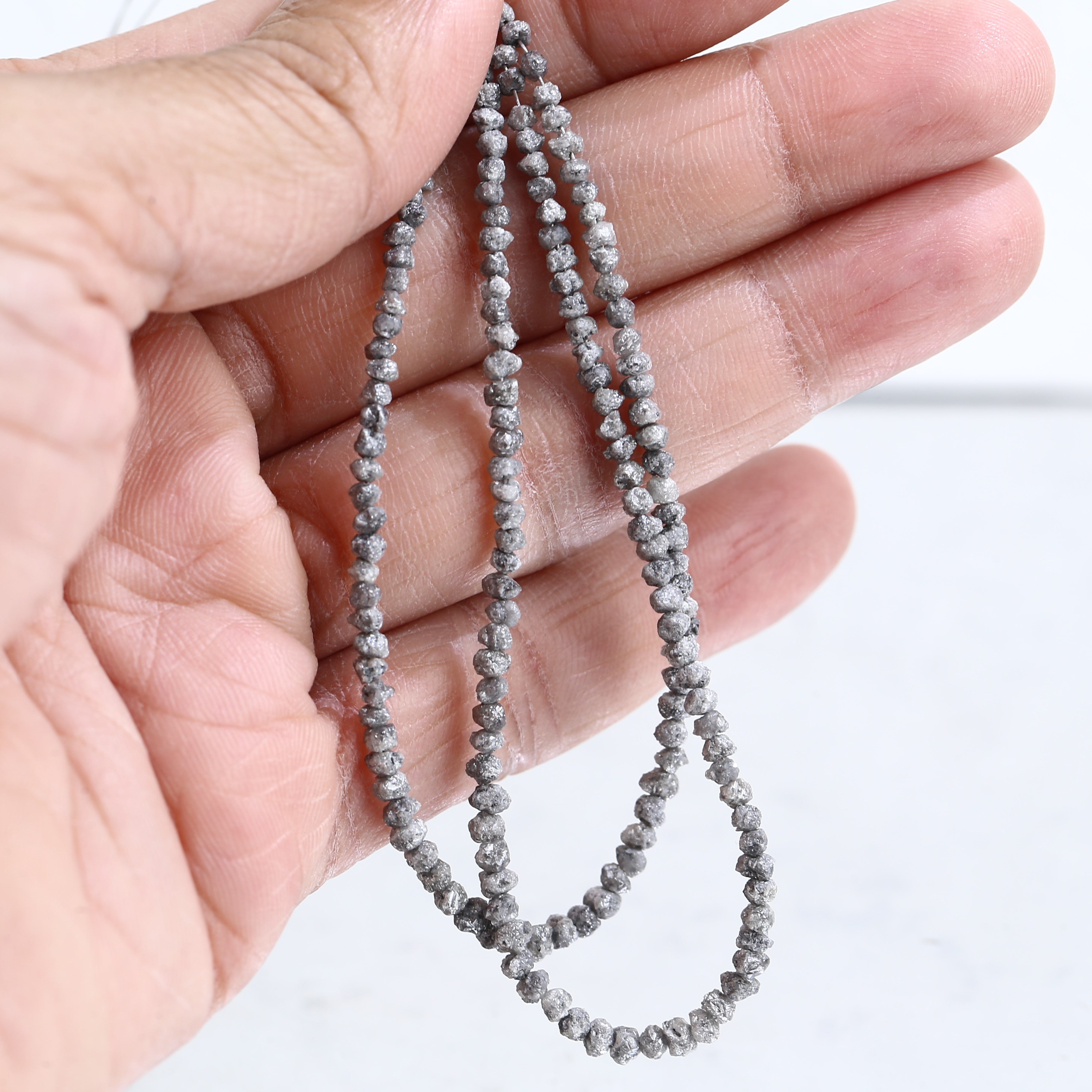 20.00 Carat Natural Gray Diamond Beads Rough Uncut Strand 1.30-2 MM