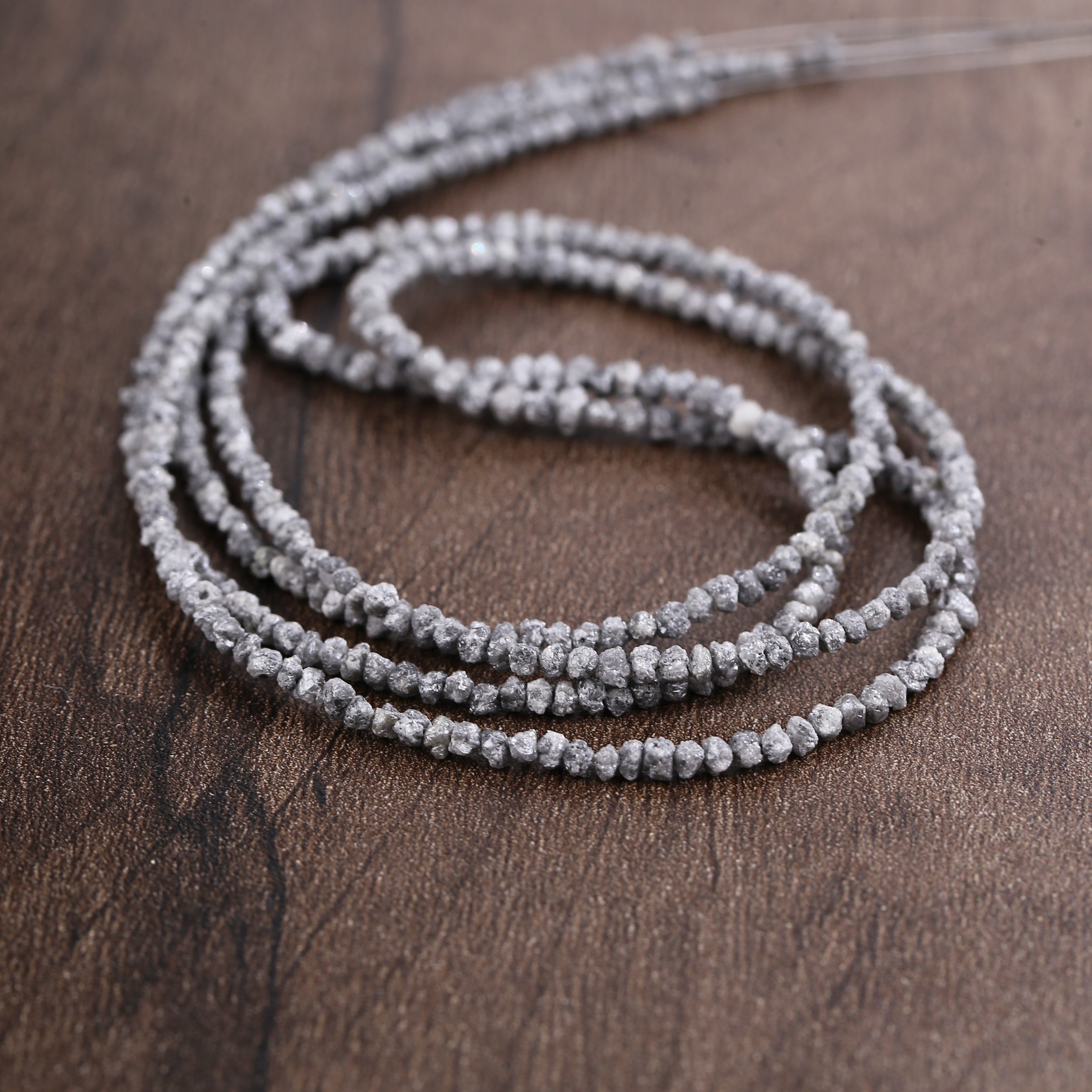 20.00 Carat Natural Gray Diamond Beads Rough Uncut Strand 1.30-2 MM