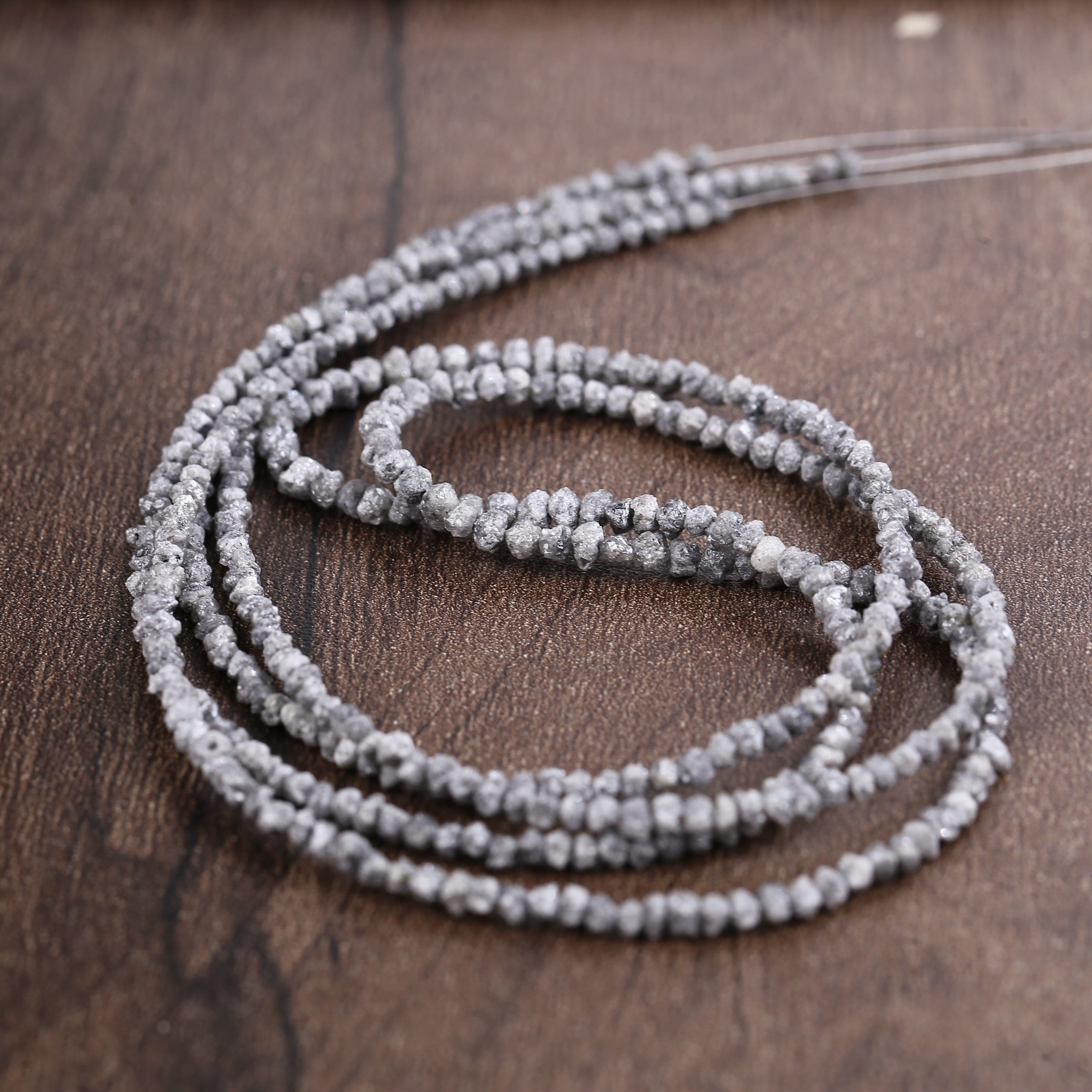 20.00 Carat Natural Gray Diamond Beads Rough Uncut Strand 1.30-2 MM