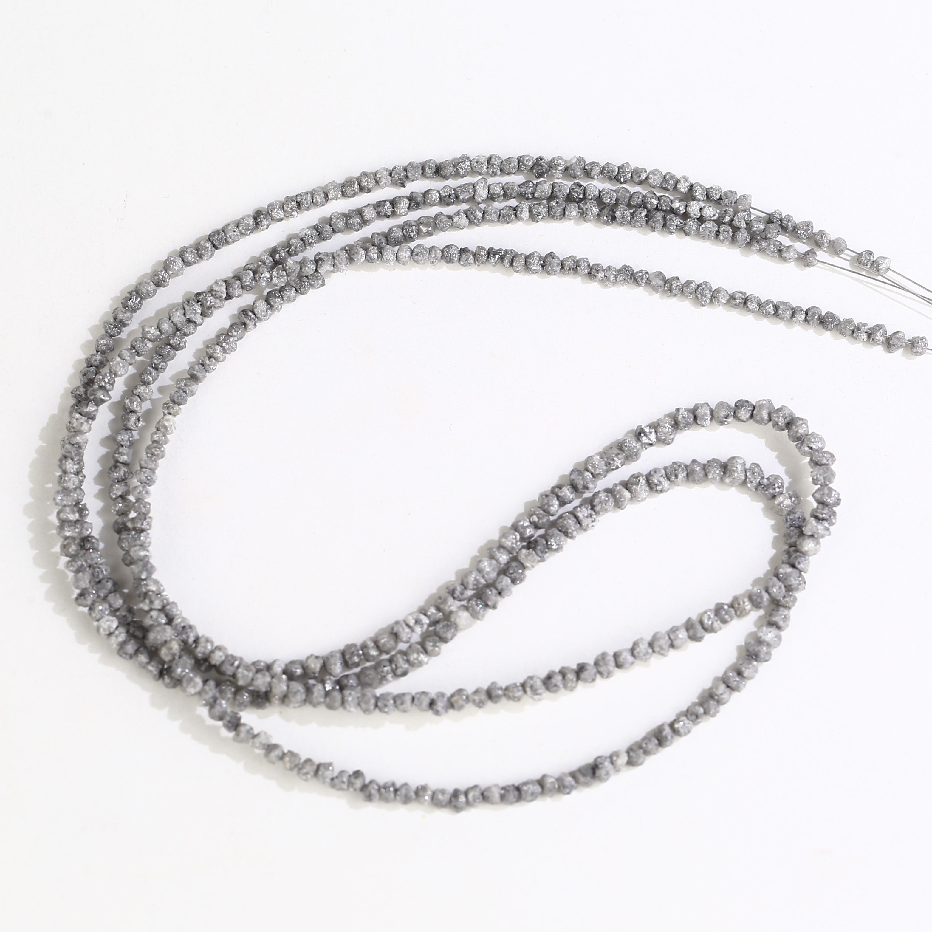 20.00 Carat Natural Gray Diamond Beads Rough Uncut Strand 1.30-2 MM