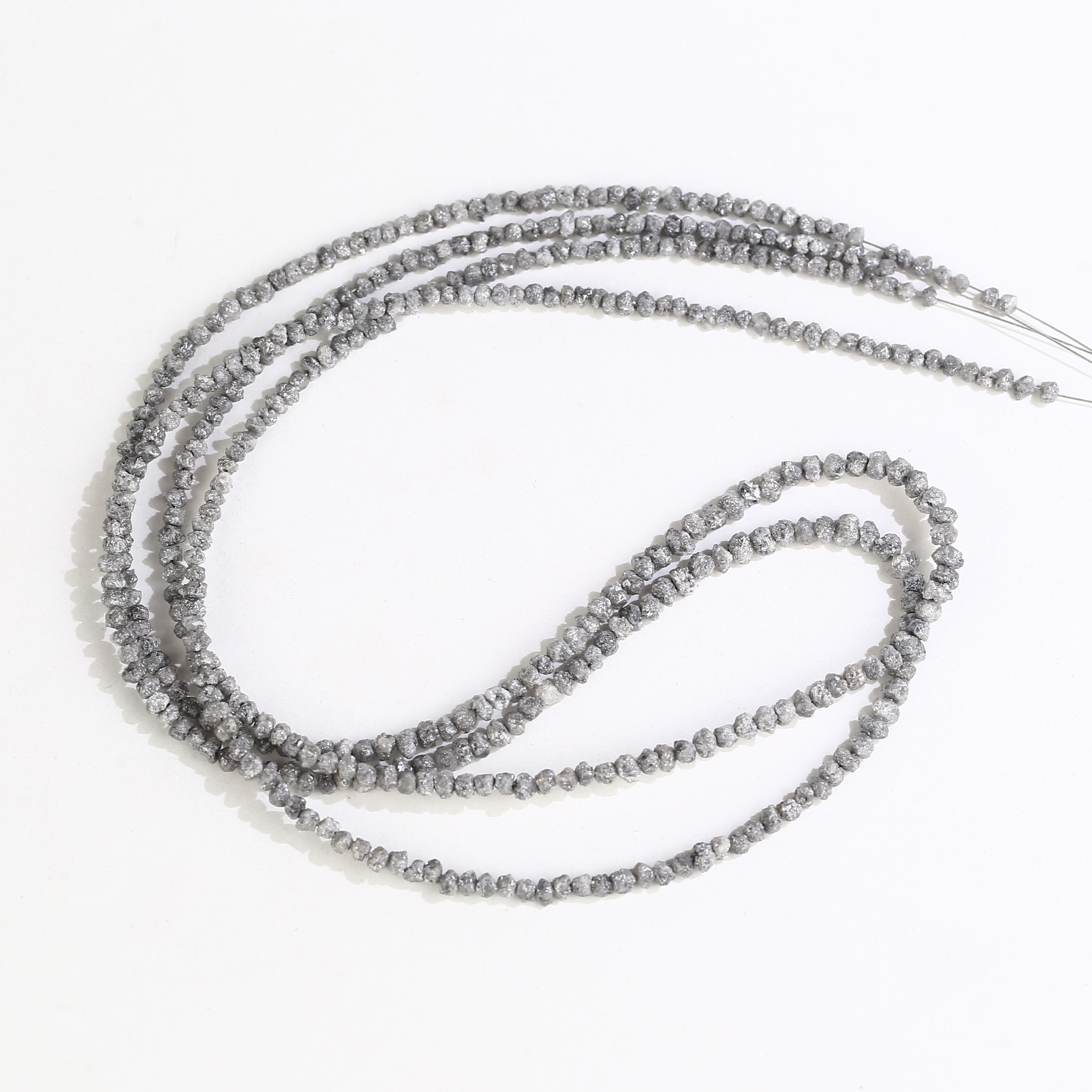 20.00 Carat Natural Gray Diamond Beads Rough Uncut Strand 1.30-2 MM