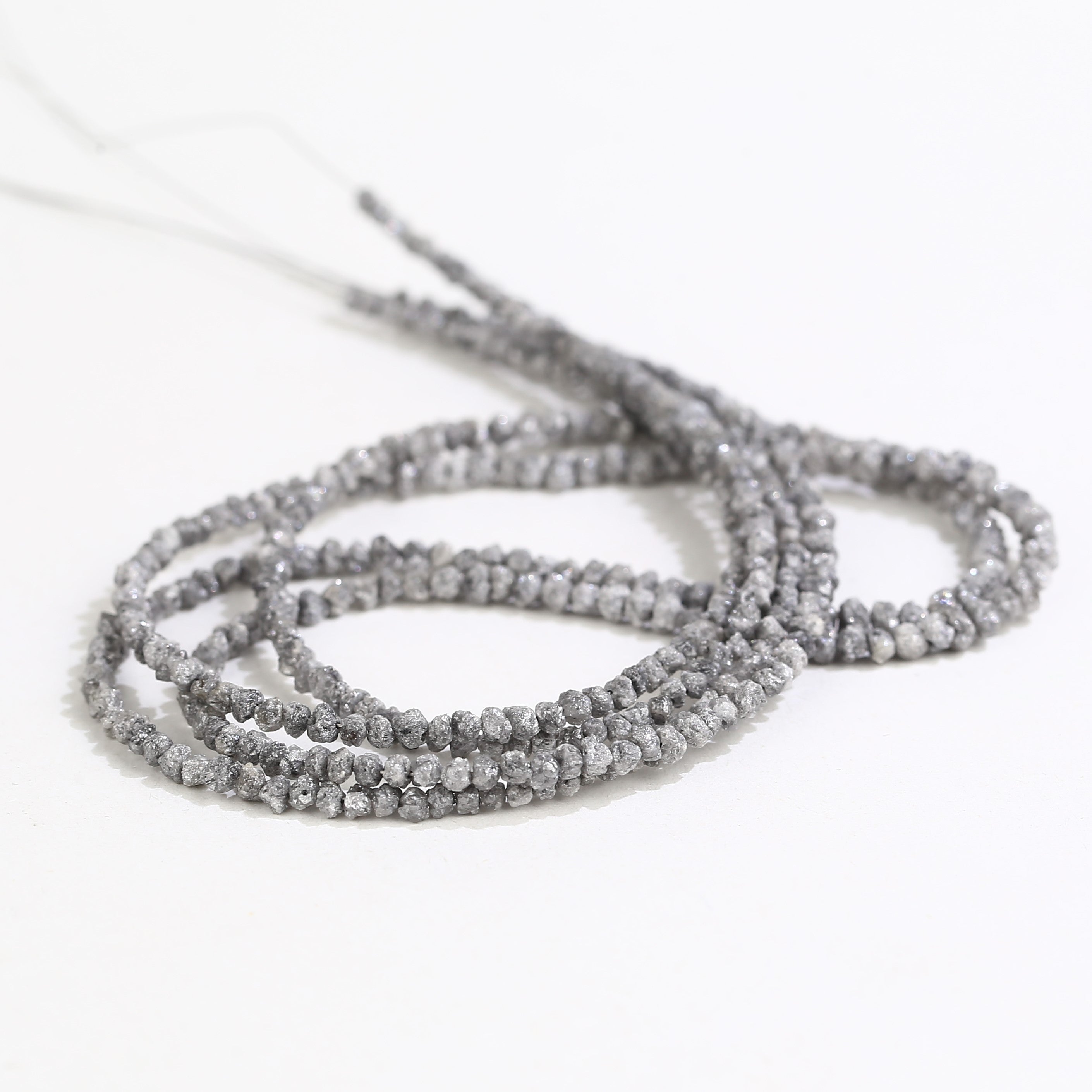 20.00 Carat Natural Gray Diamond Beads Rough Uncut Strand 1.30-2 MM