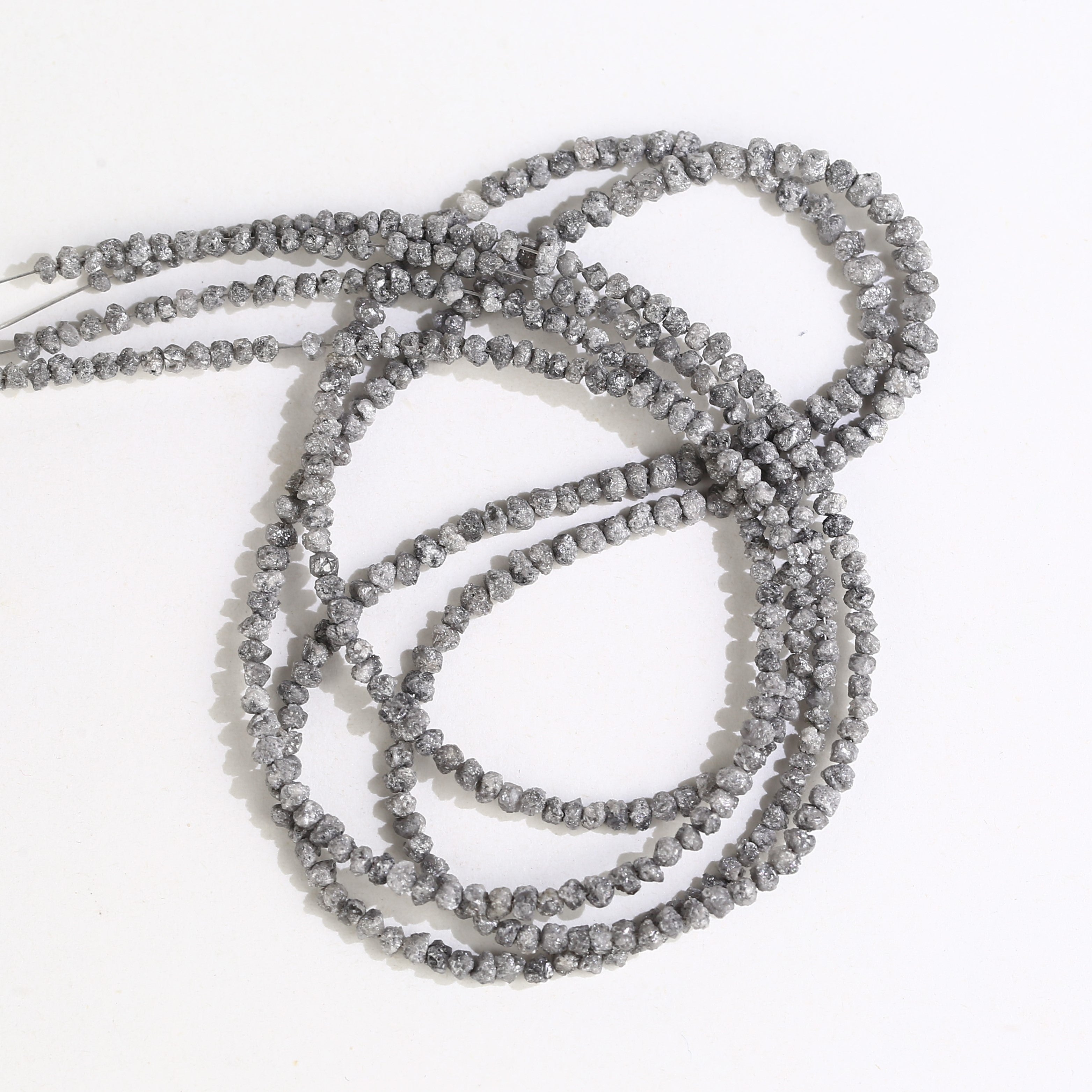 20.00 Carat Natural Gray Diamond Beads Rough Uncut Strand 1.30-2 MM