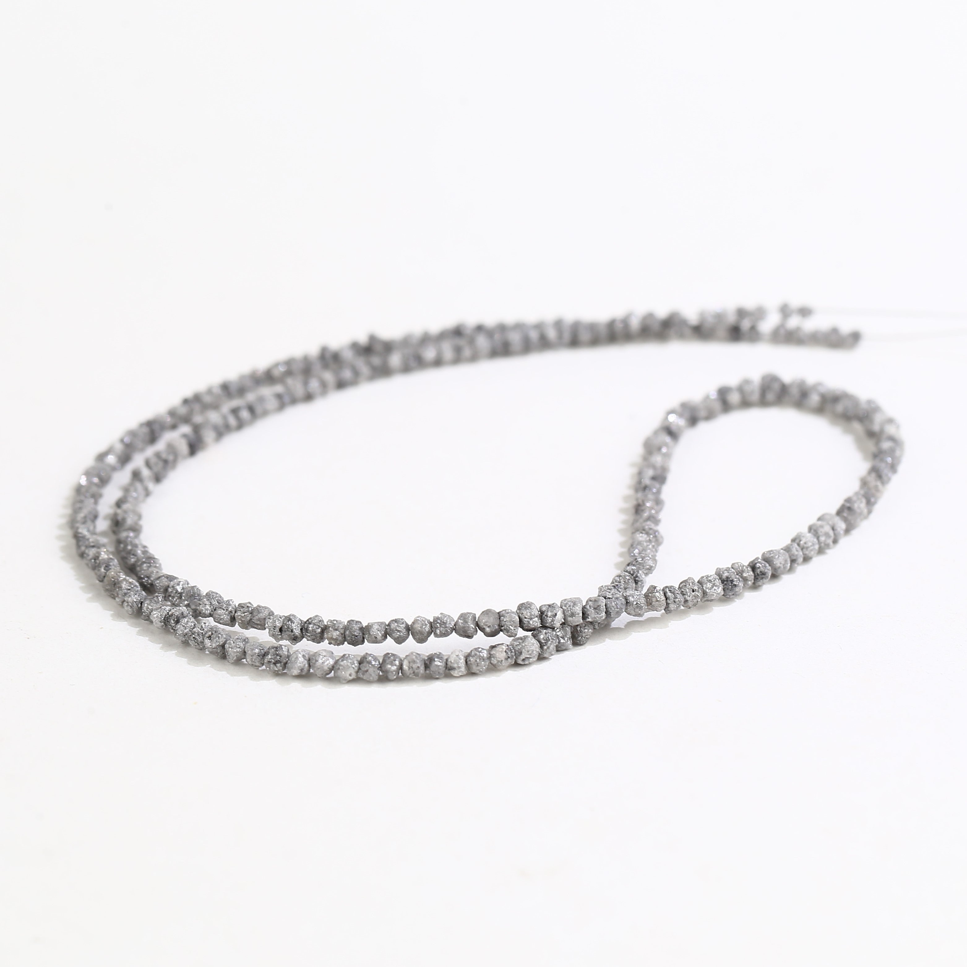 20.00 Carat Natural Gray Diamond Beads Rough Uncut Strand 1.30-2 MM
