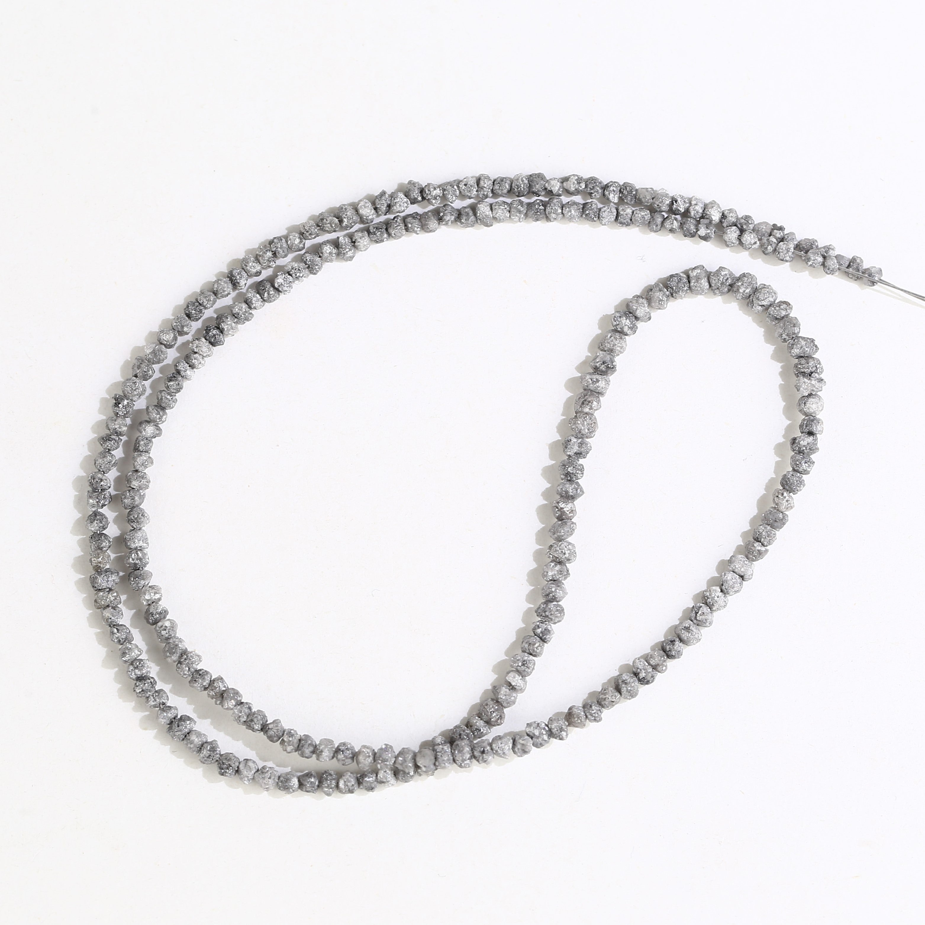 20.00 Carat Natural Gray Diamond Beads Rough Uncut Strand 1.30-2 MM