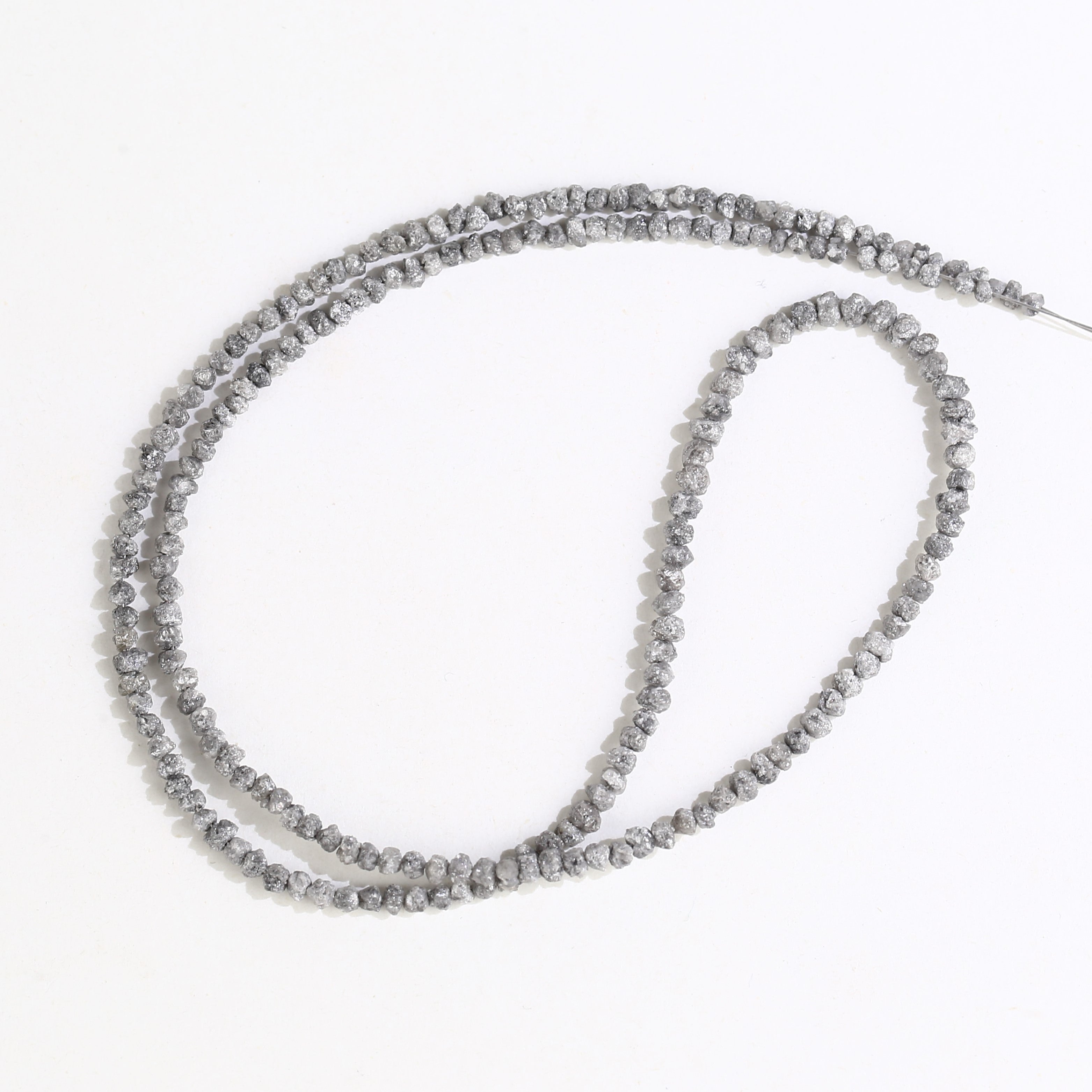 20.00 Carat Natural Gray Diamond Beads Rough Uncut Strand 1.30-2 MM
