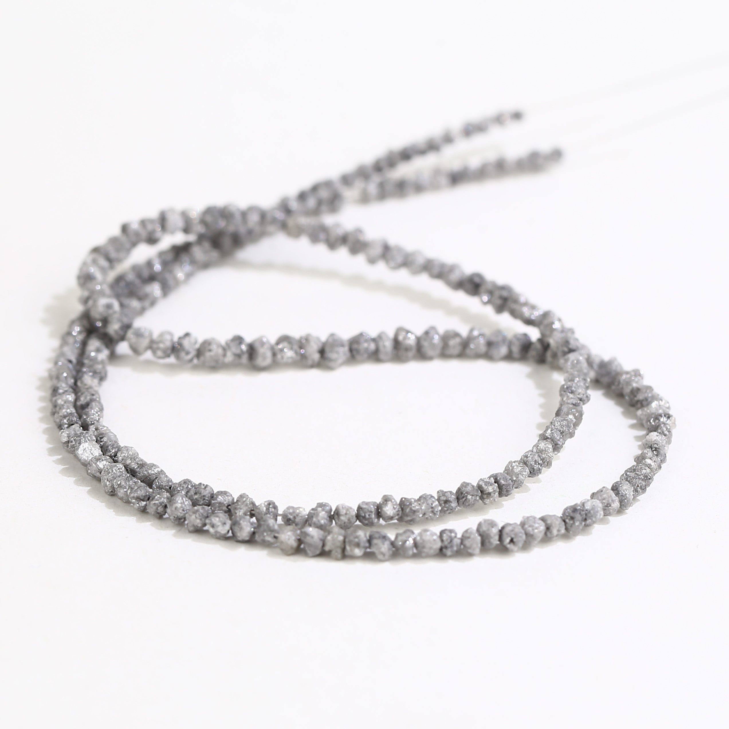 20.00 Carat Natural Gray Diamond Beads Rough Uncut Strand 1.30-2 MM