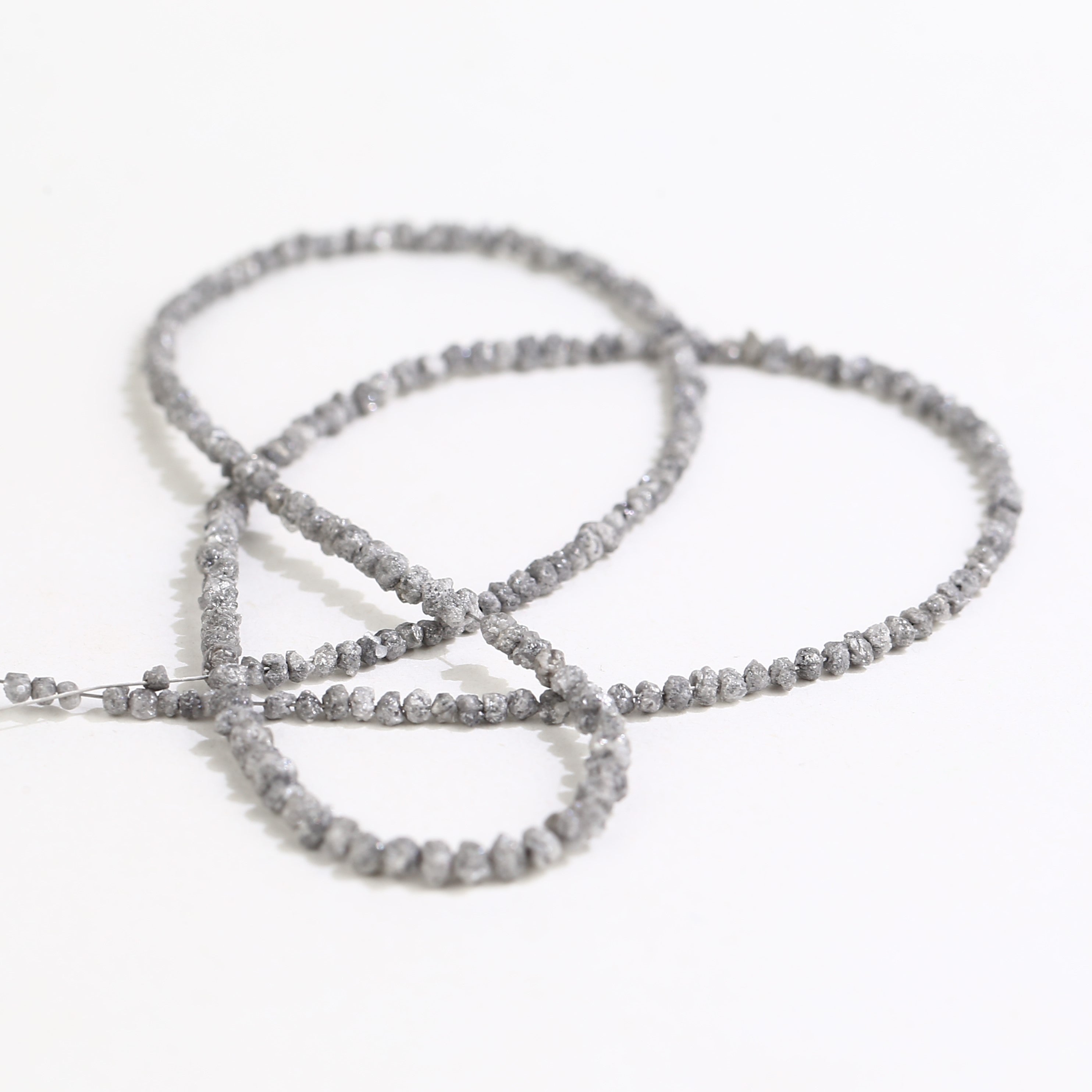 20.00 Carat Natural Gray Diamond Beads Rough Uncut Strand 1.30-2 MM
