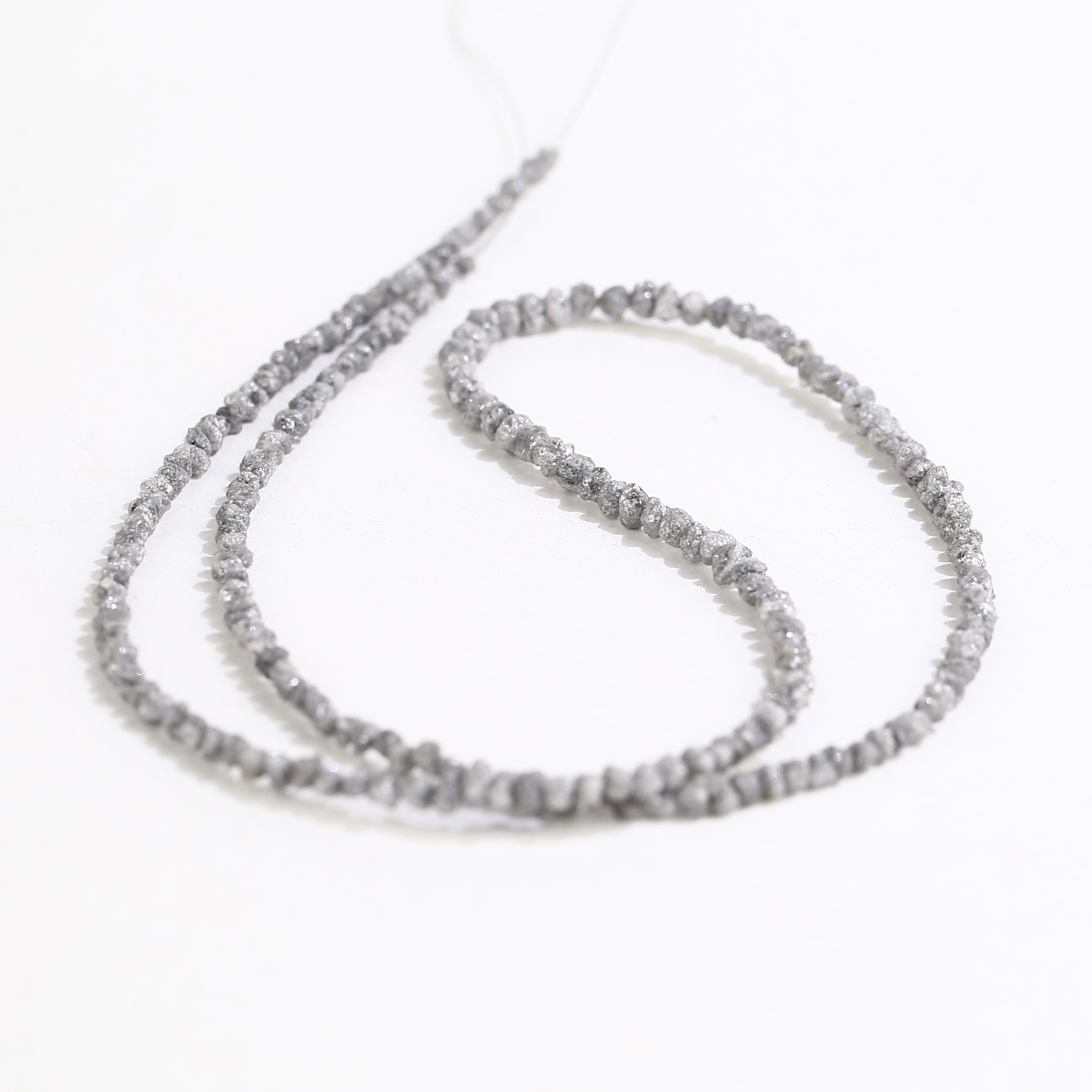 20.00 Carat Natural Gray Diamond Beads Rough Uncut Strand 1.30-2 MM