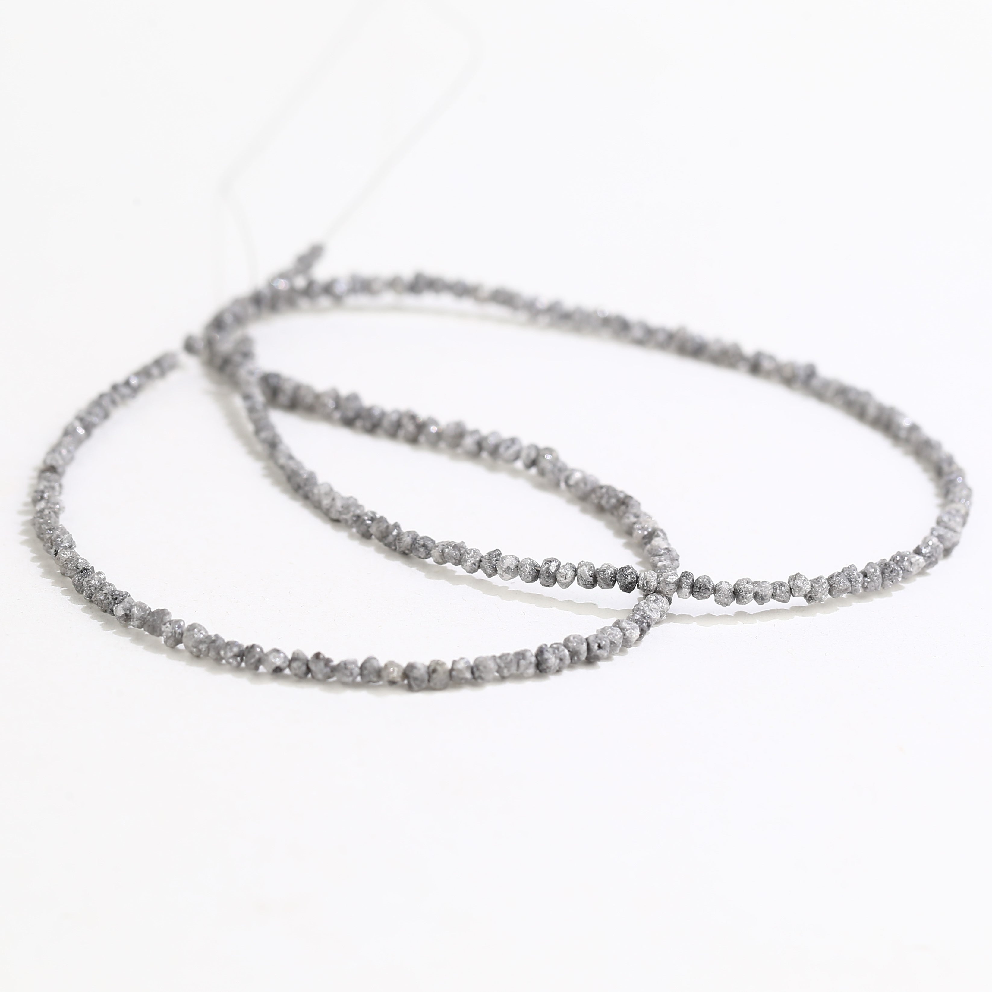20.00 Carat Natural Gray Diamond Beads Rough Uncut Strand 1.30-2 MM