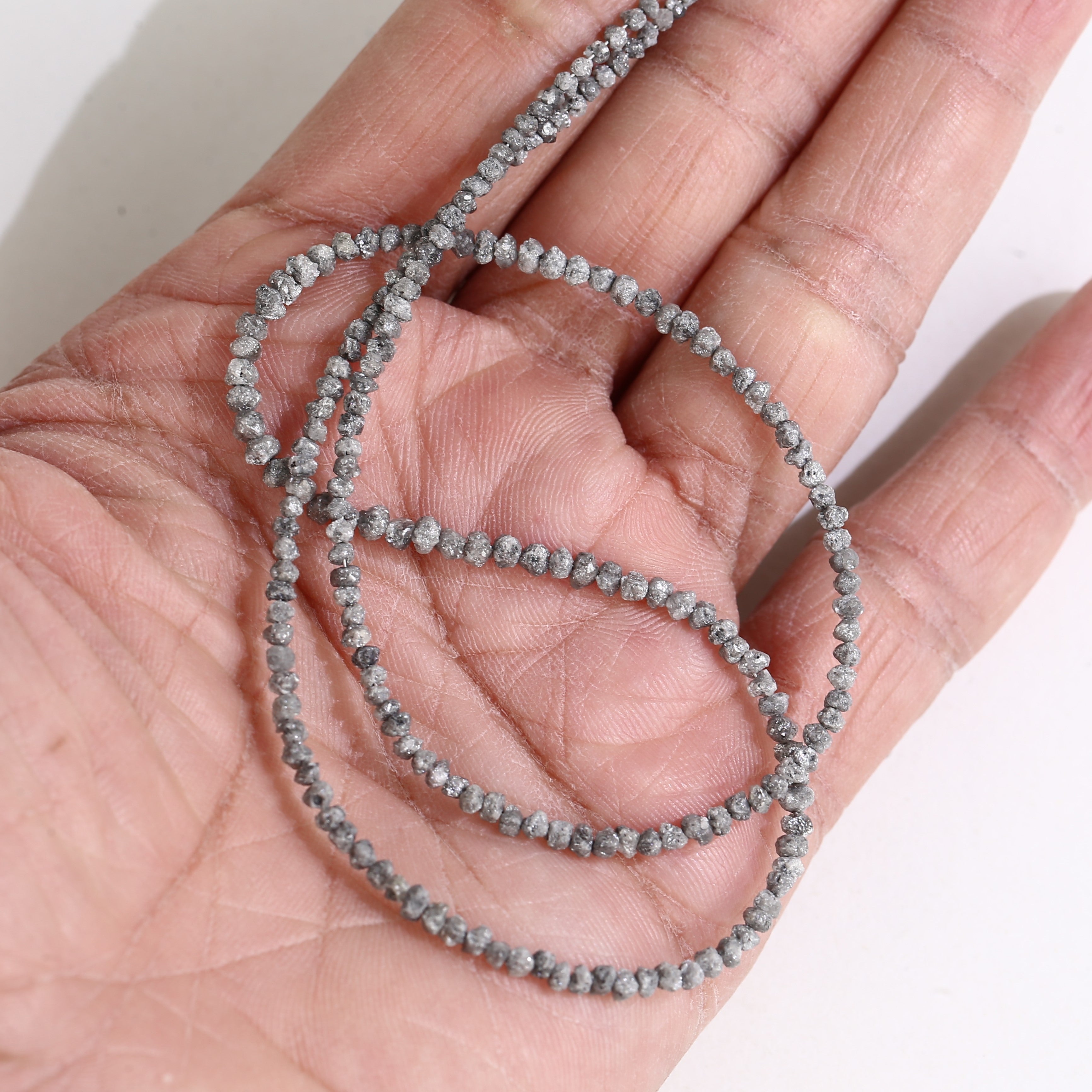 20.00 Carat Natural Gray Diamond Beads Rough Uncut Strand 1.30-2 MM