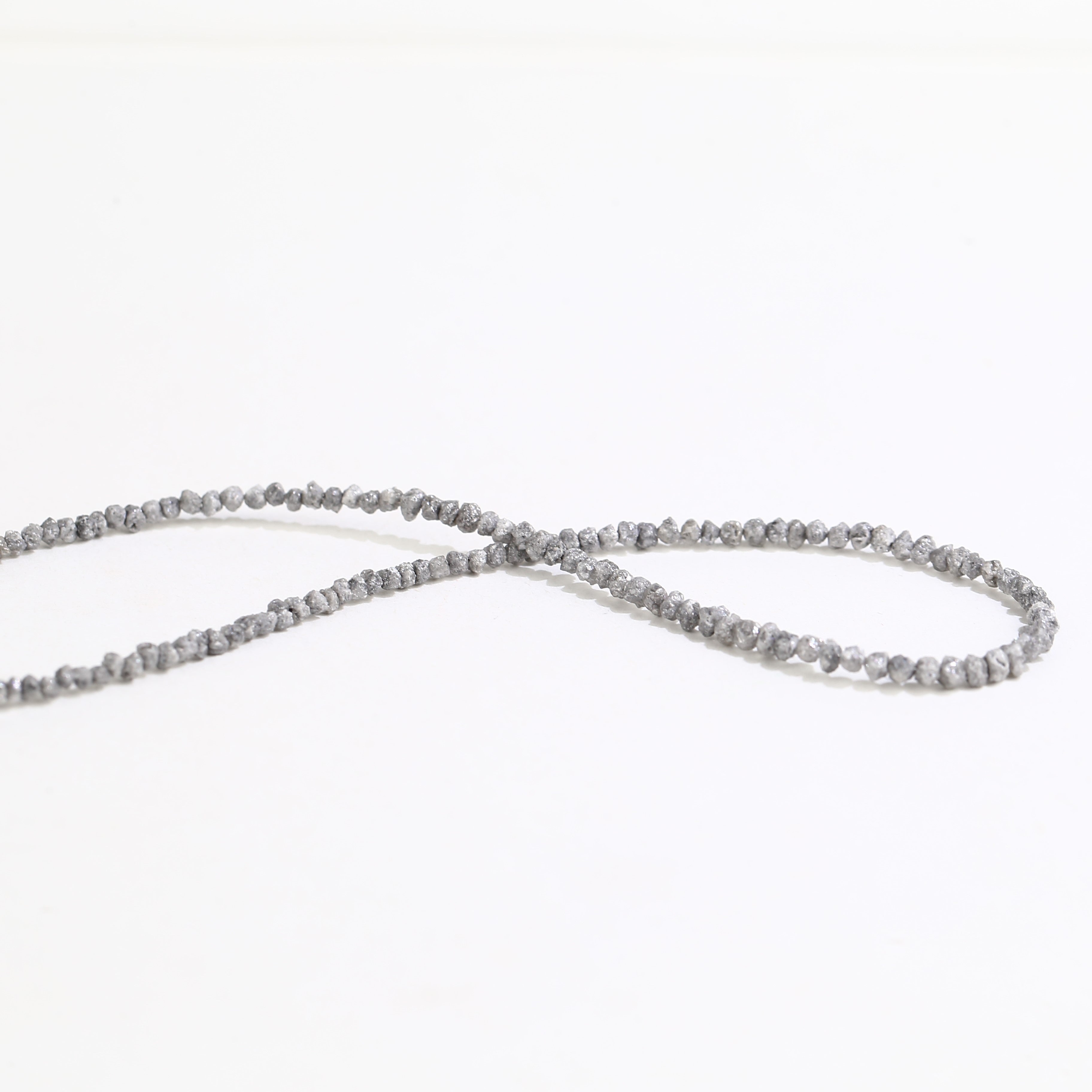 20.00 Carat Natural Gray Diamond Beads Rough Uncut Strand 1.30-2 MM