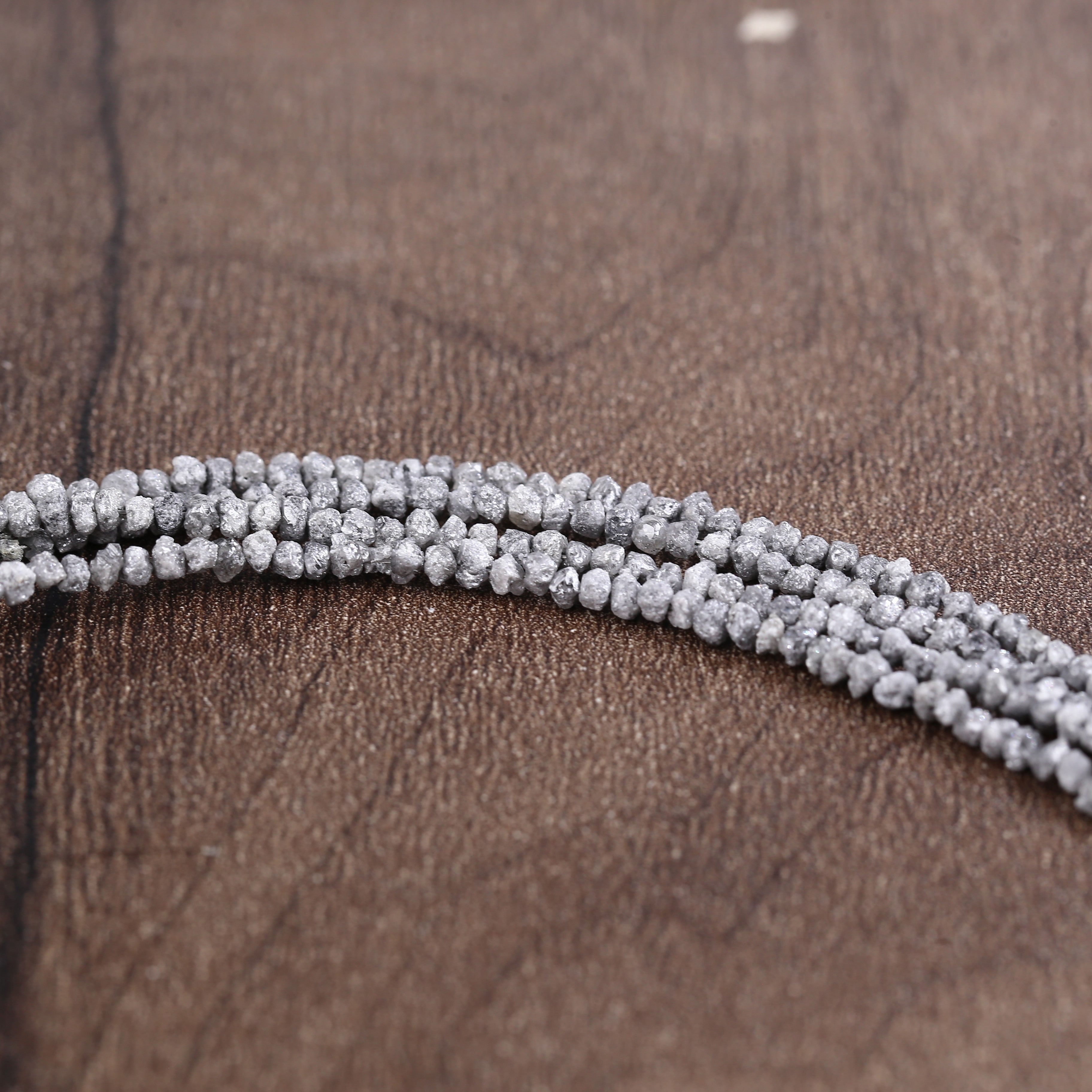 20.00 Carat Natural Gray Diamond Beads Rough Uncut Strand 1.30-2 MM