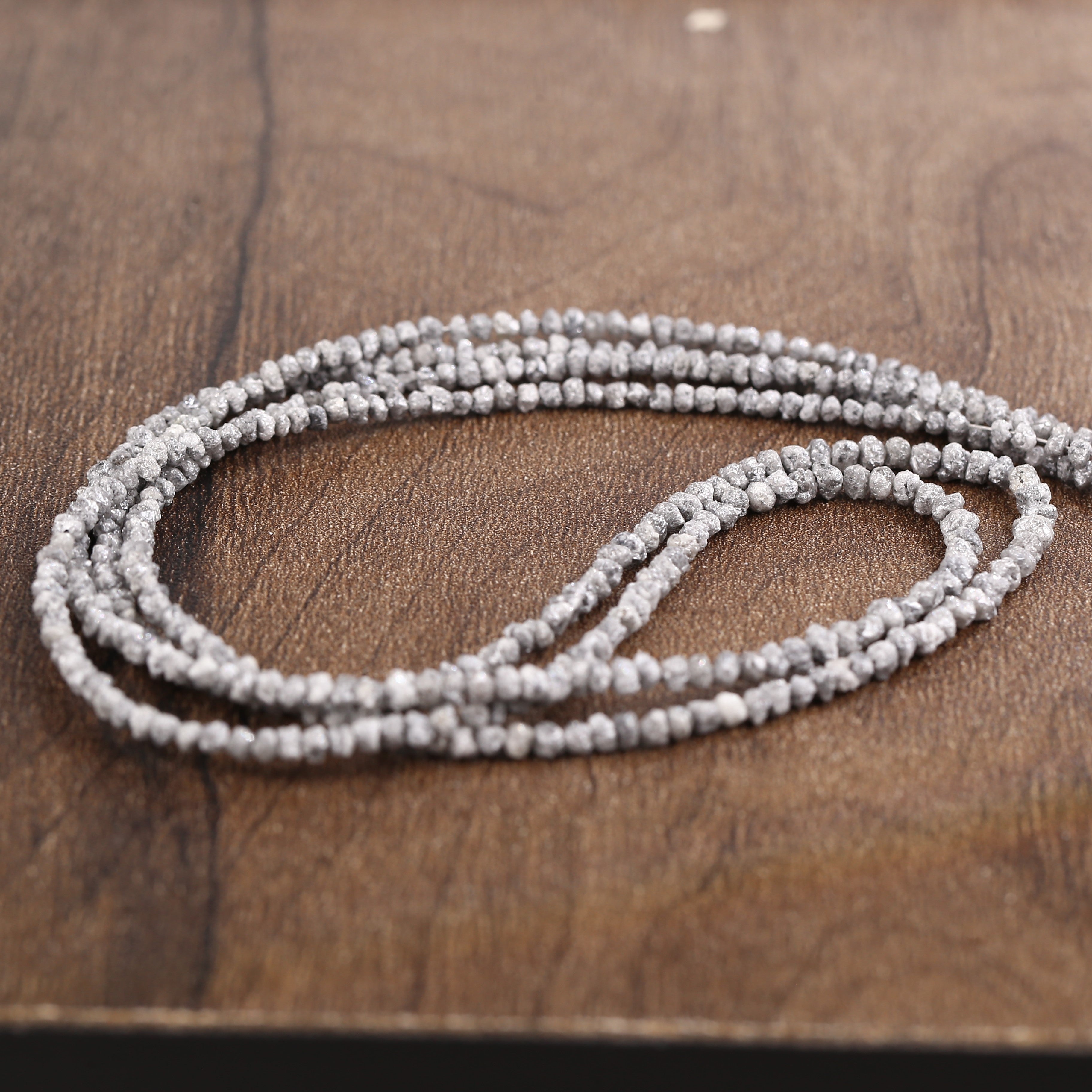 20.00 Carat Natural Gray Diamond Beads Rough Uncut Strand 1.30-2 MM