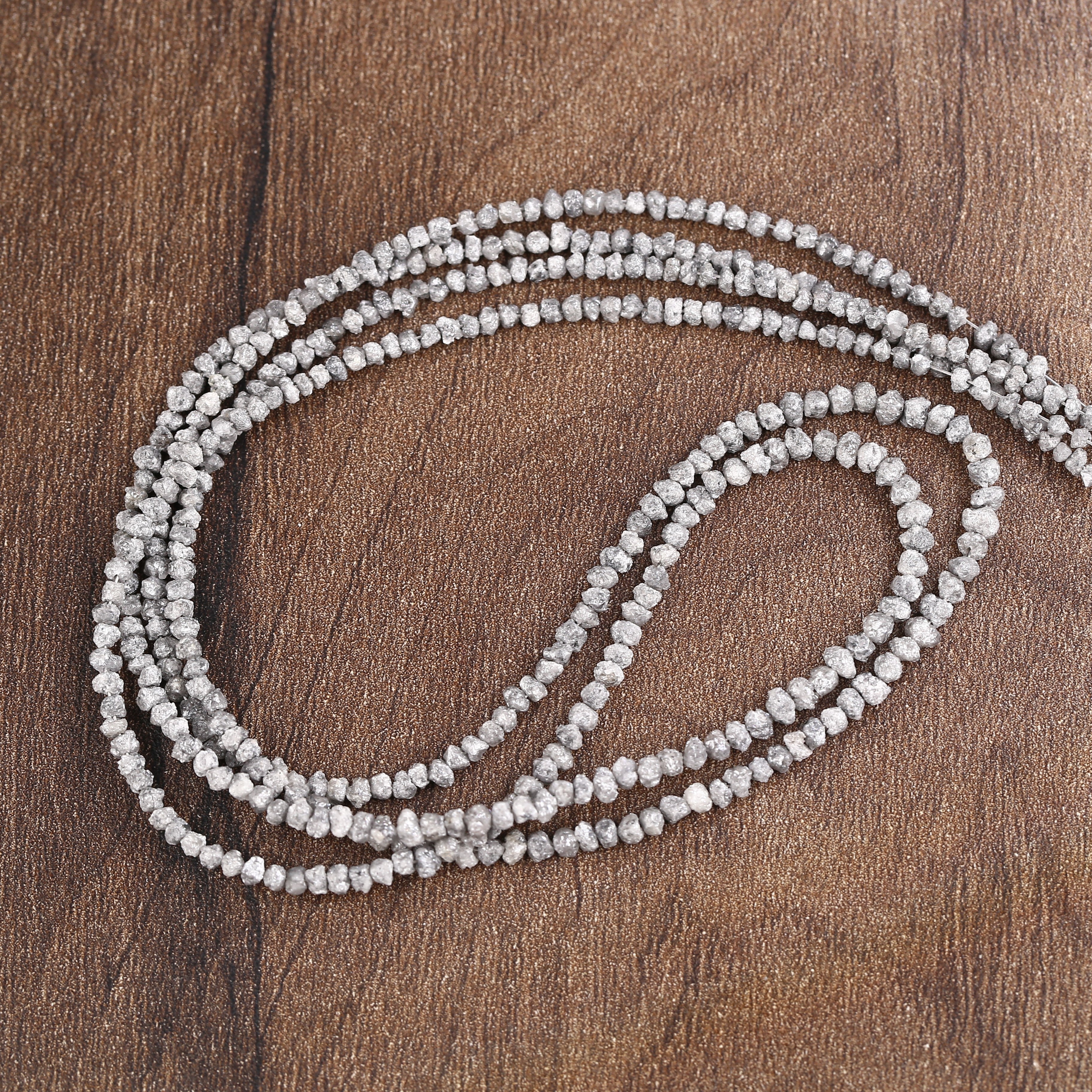 20.00 Carat Natural Gray Diamond Beads Rough Uncut Strand 1.30-2 MM