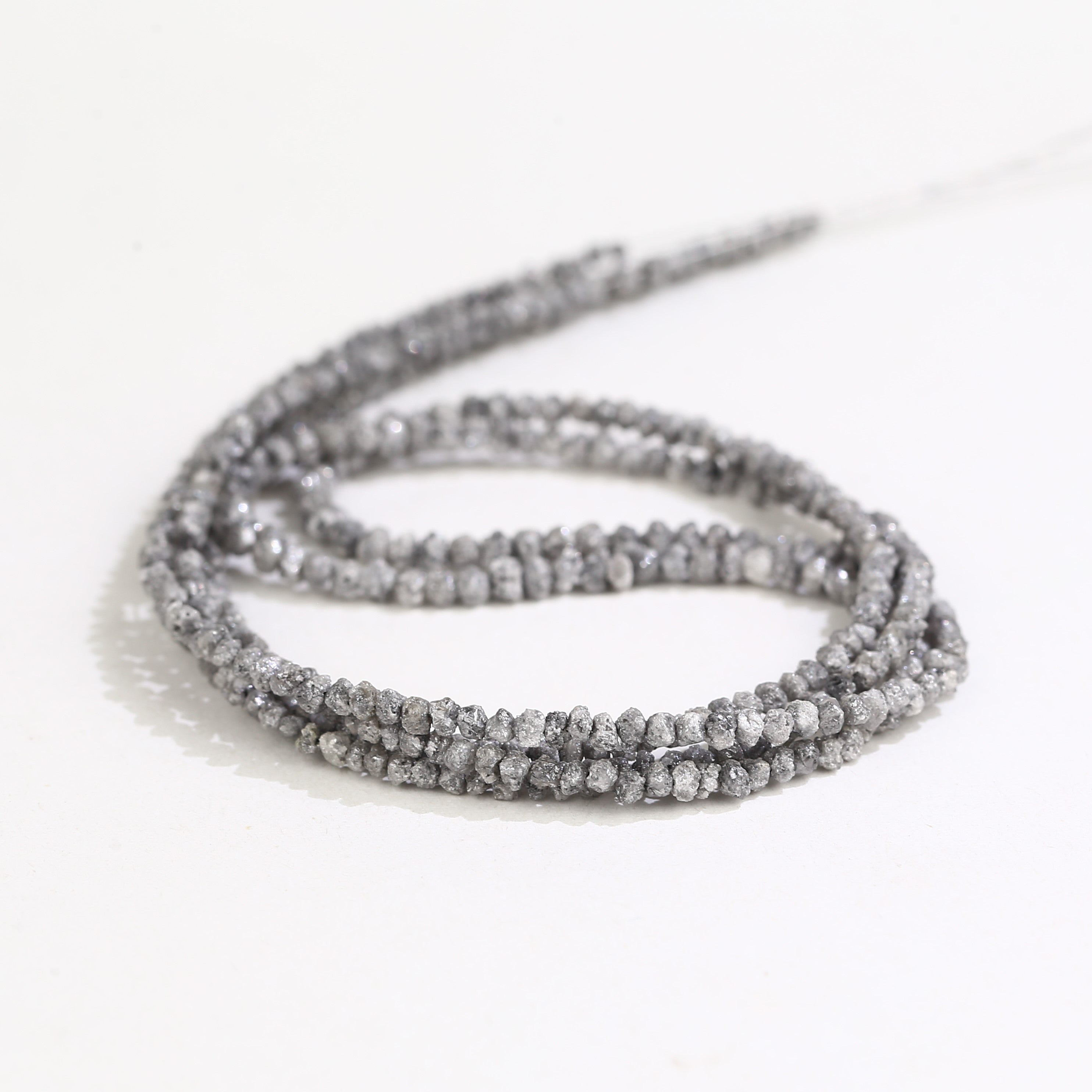20.00 Carat Natural Gray Diamond Beads Rough Uncut Strand 1.30-2 MM