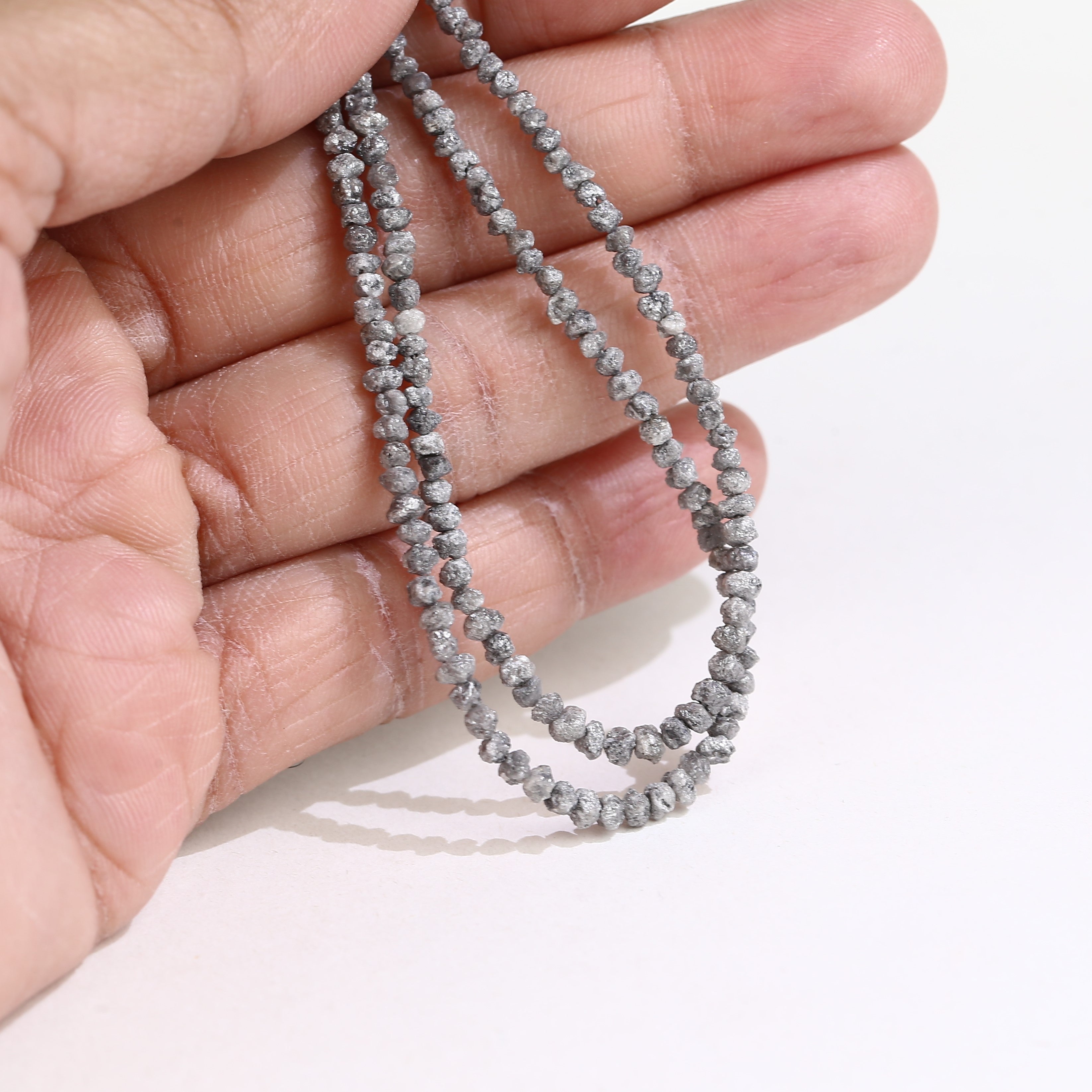 20.00 Carat Natural Gray Diamond Beads Rough Uncut Strand 1.30-2 MM