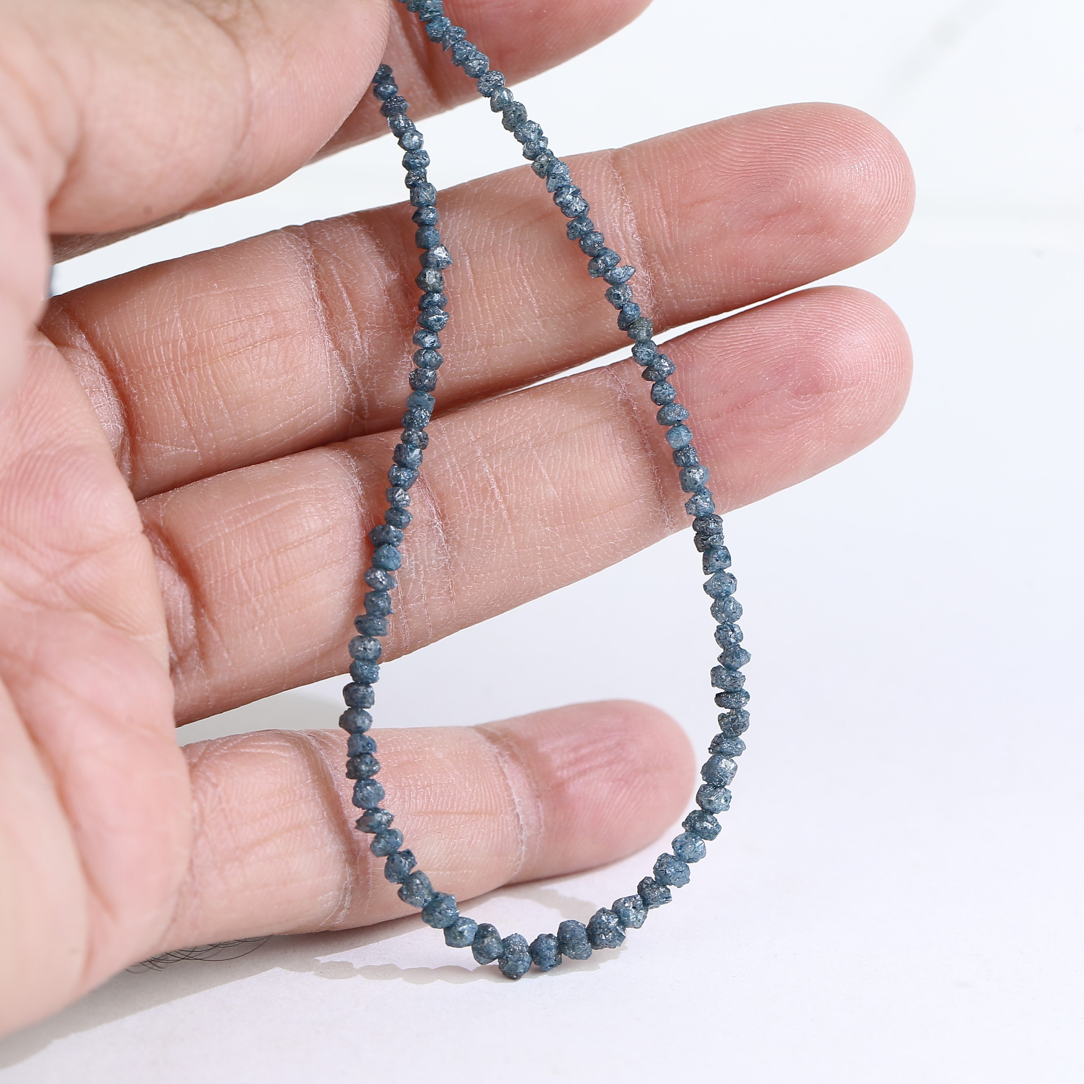 15 inch Natural Blue Rough Diamond Beads 1.30-2 MM