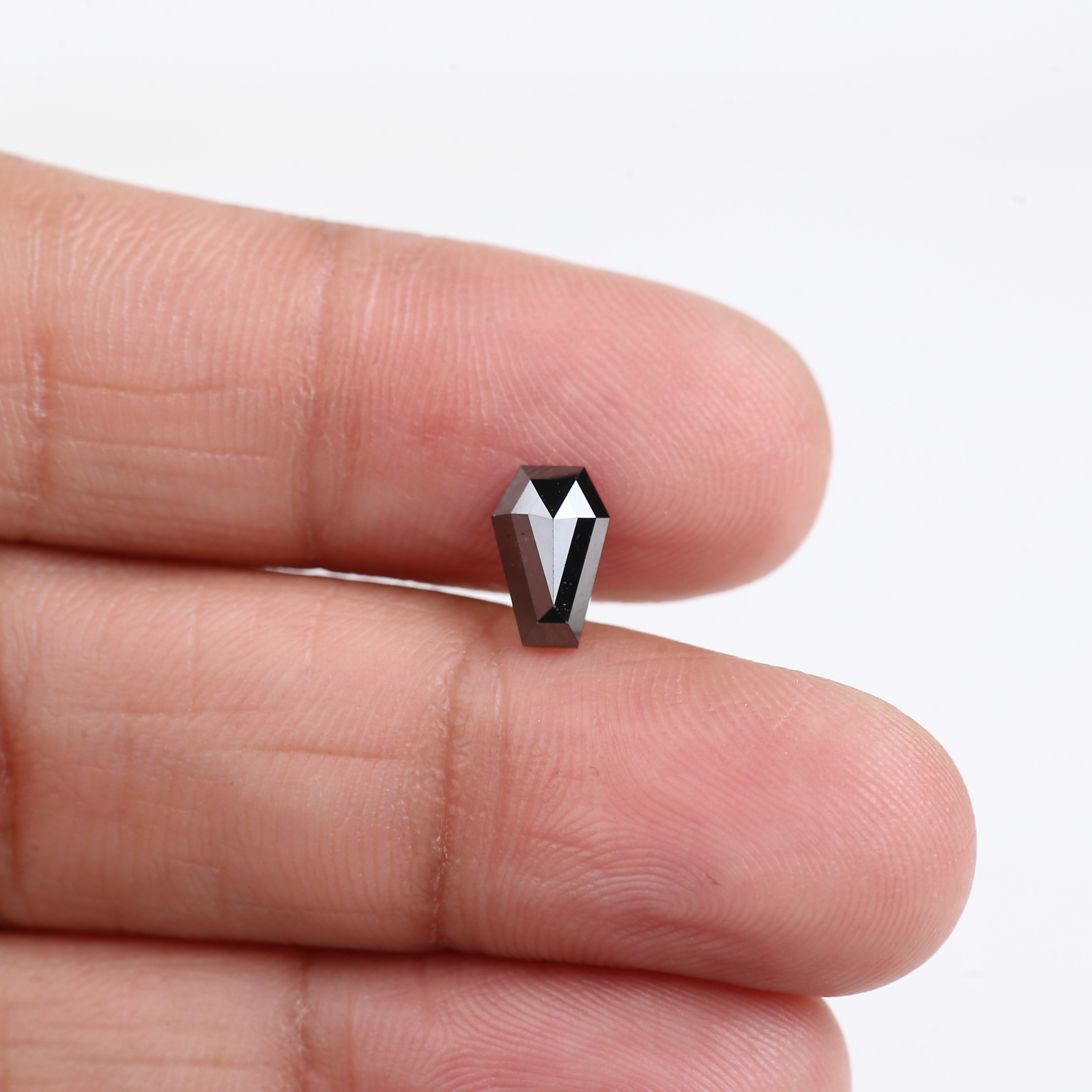 0.85 Carat Natural Coffin Cut Black Diamond 8 MM