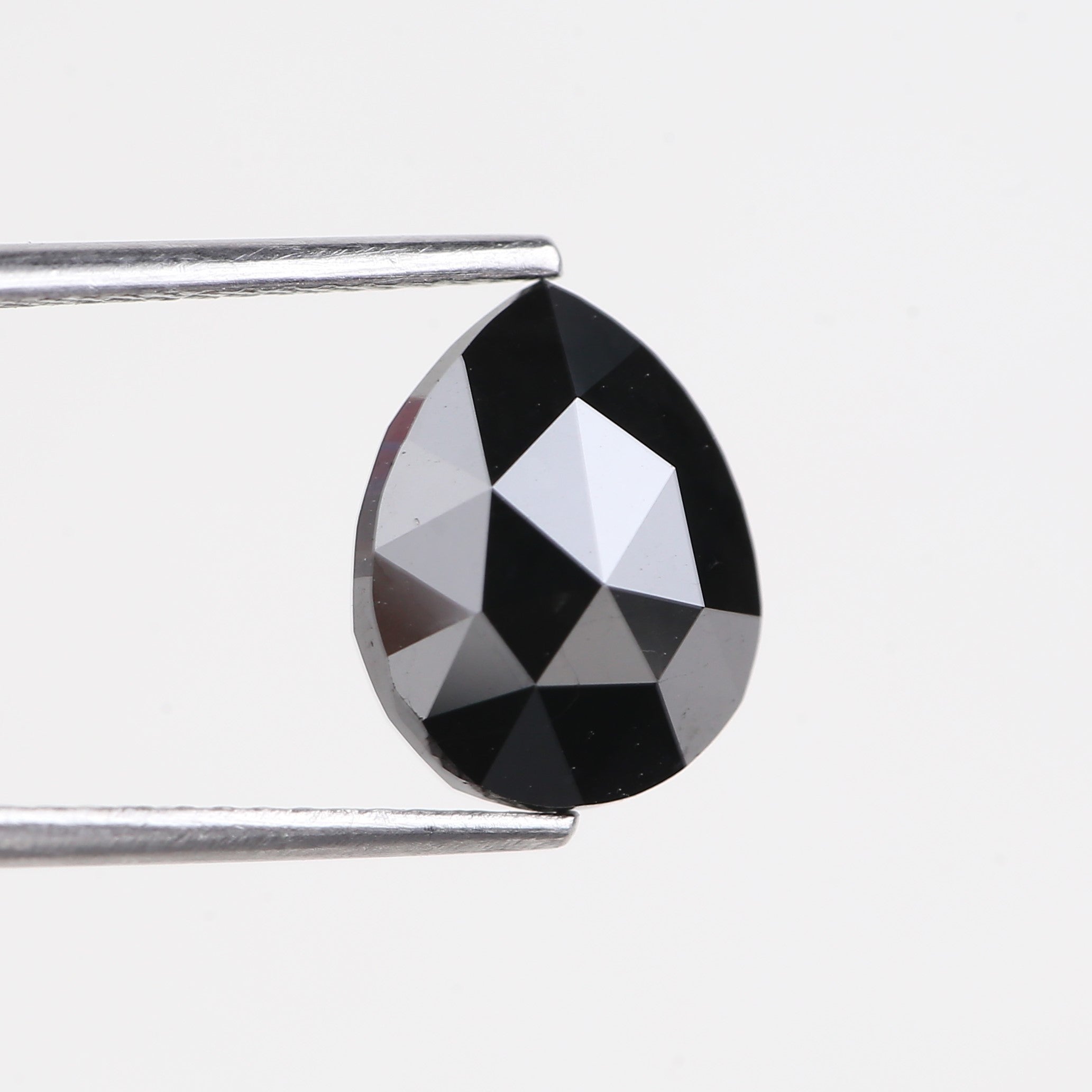 3 Ct Pear Cut Black Diamond Rose Cut 10.50 MM