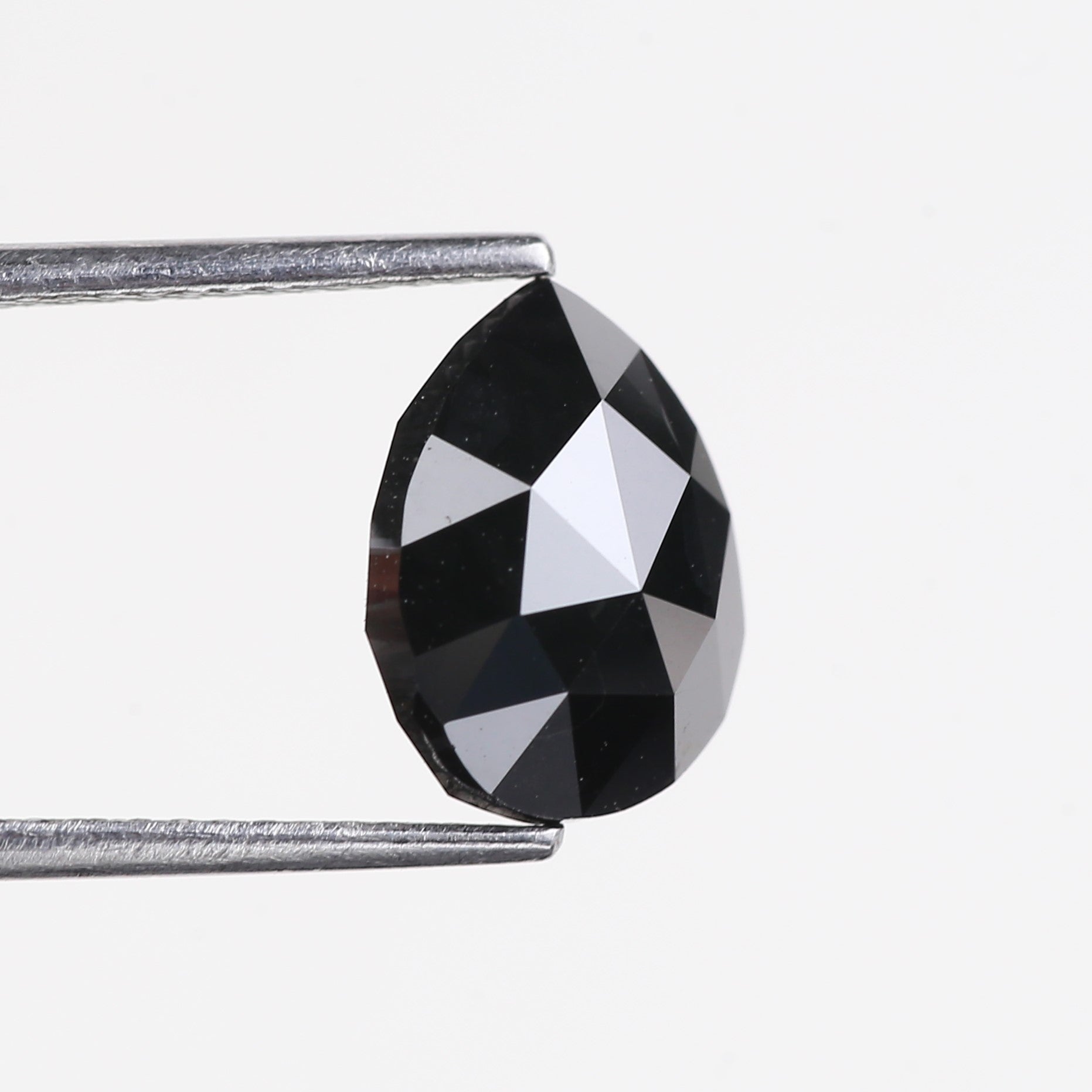 3 Ct Pear Cut Black Diamond Rose Cut 10.50 MM