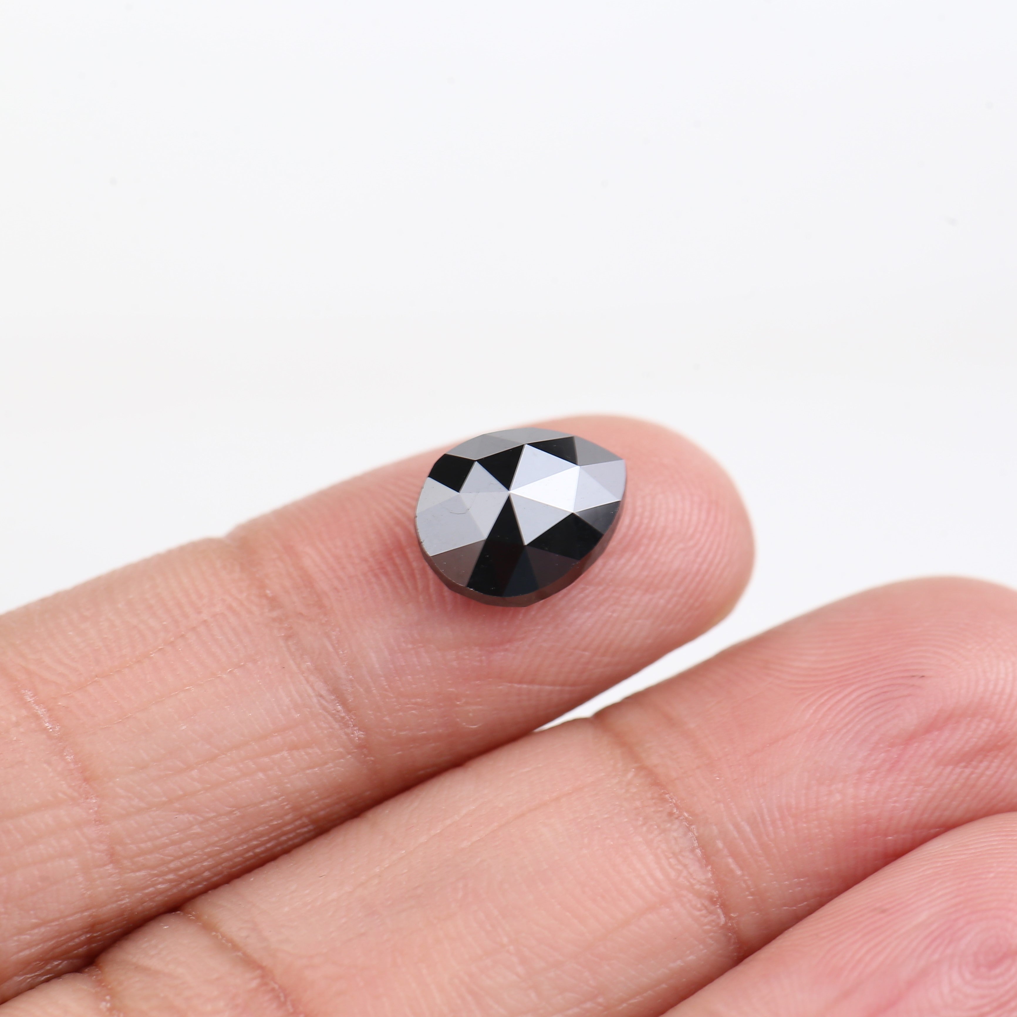3 Ct Pear Cut Black Diamond Rose Cut 10.50 MM