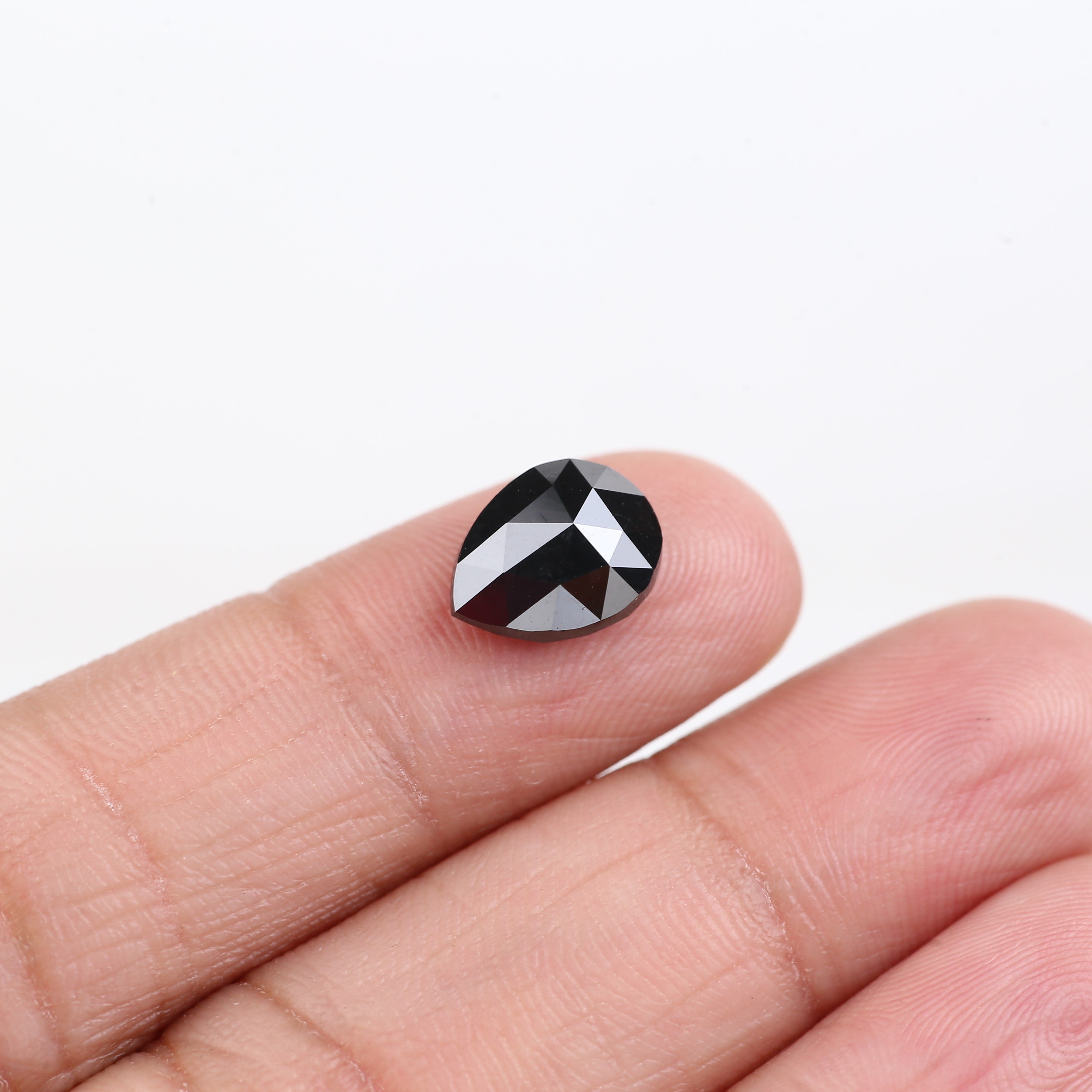 3 Ct Pear Cut Black Diamond Rose Cut 10.50 MM