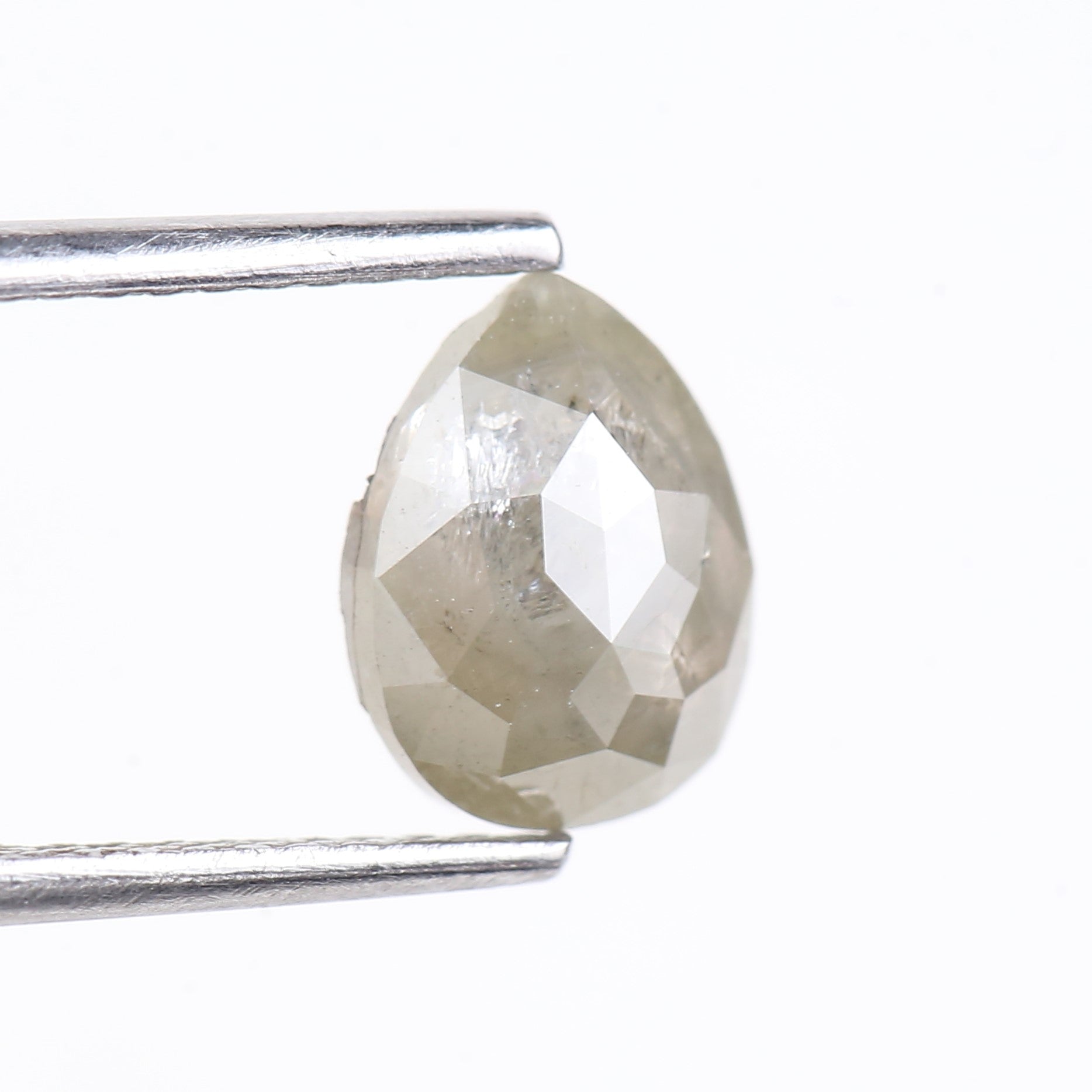 1.28 Carat Natural Pear Rose Cut Salt and Pepper Diamond 8.1 MM