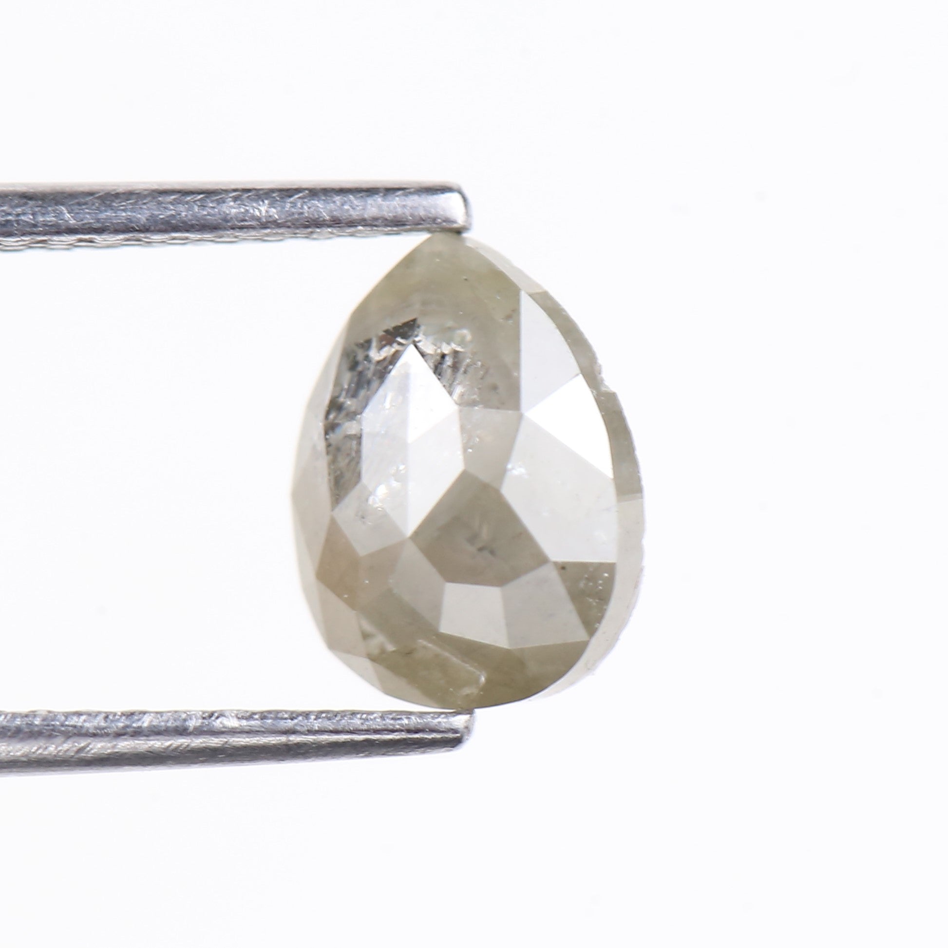 1.28 Carat Natural Pear Rose Cut Salt and Pepper Diamond 8.1 MM