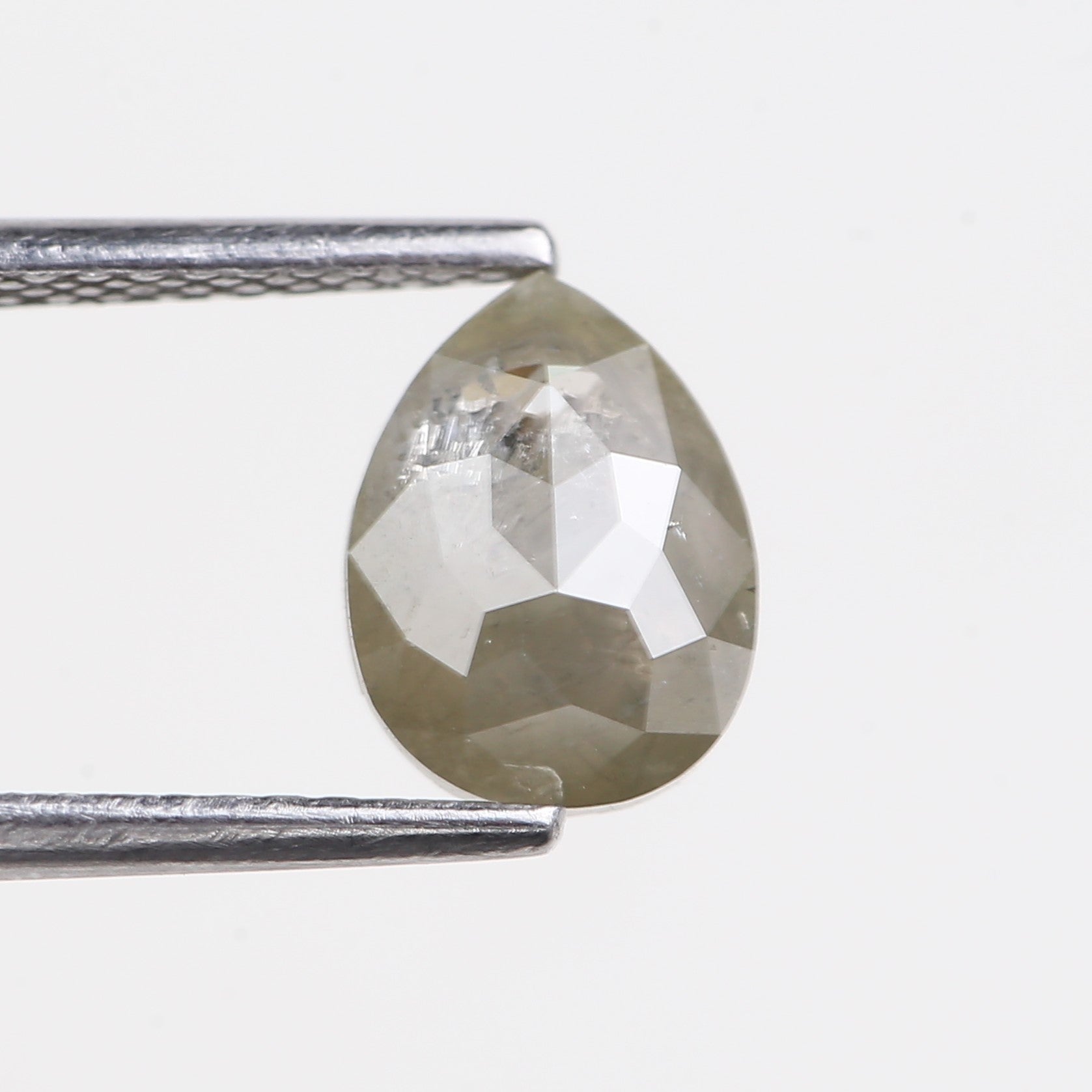 1.28 Carat Natural Pear Rose Cut Salt and Pepper Diamond 8.1 MM