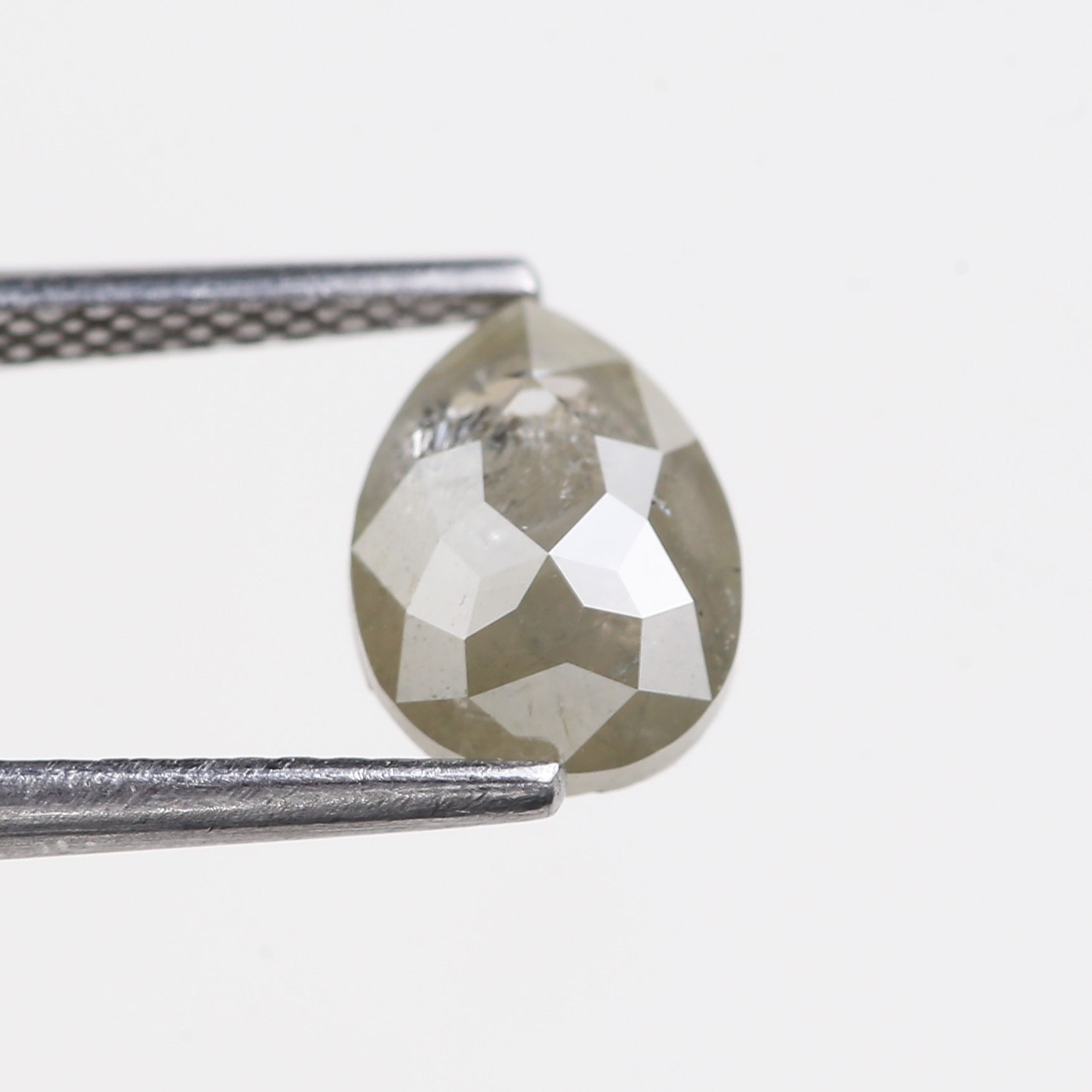 1.28 Carat Natural Pear Rose Cut Salt and Pepper Diamond 8.1 MM