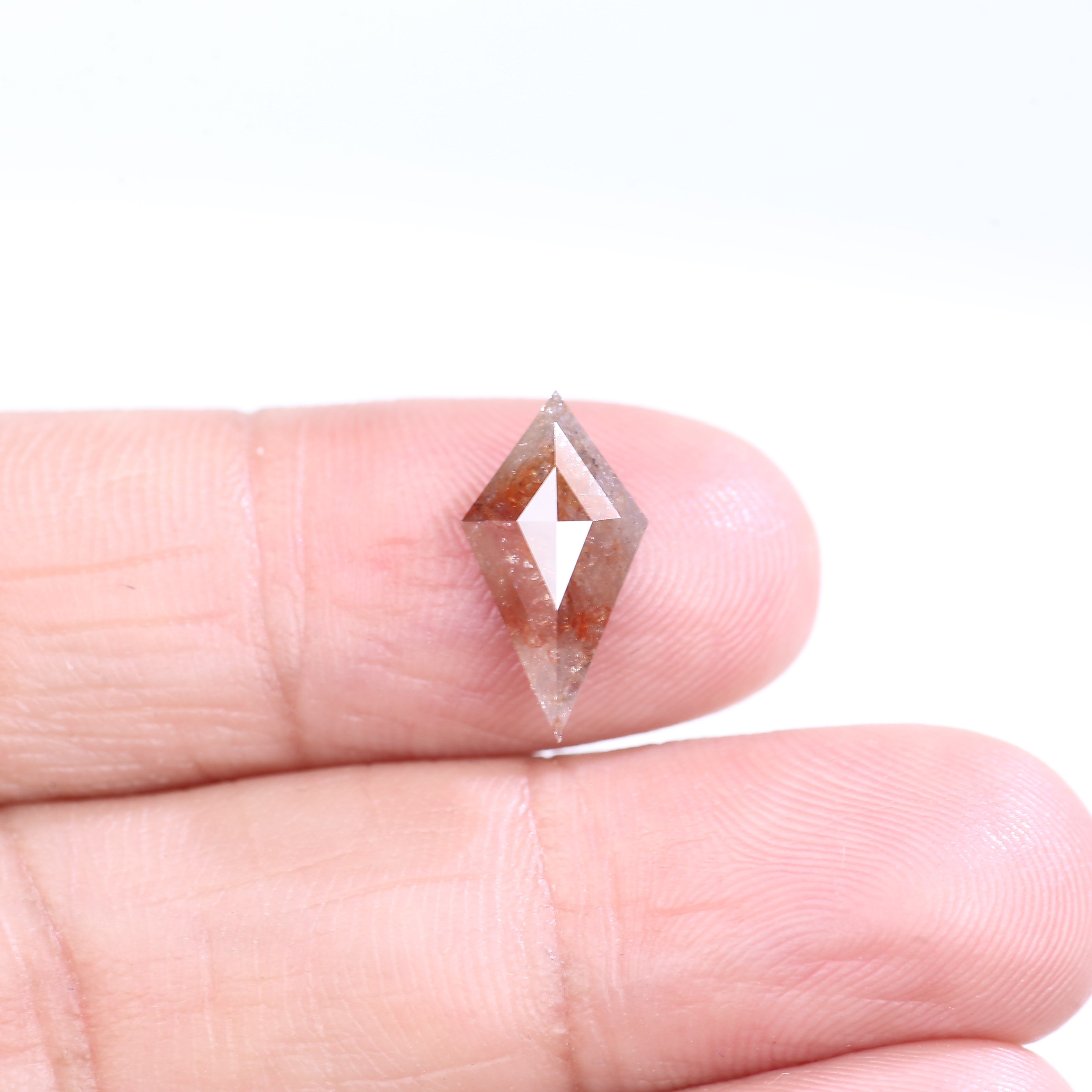 2.31 Carat Natural Salt And Pepper Kite Cut Orange Red Diamond 14.33 MM