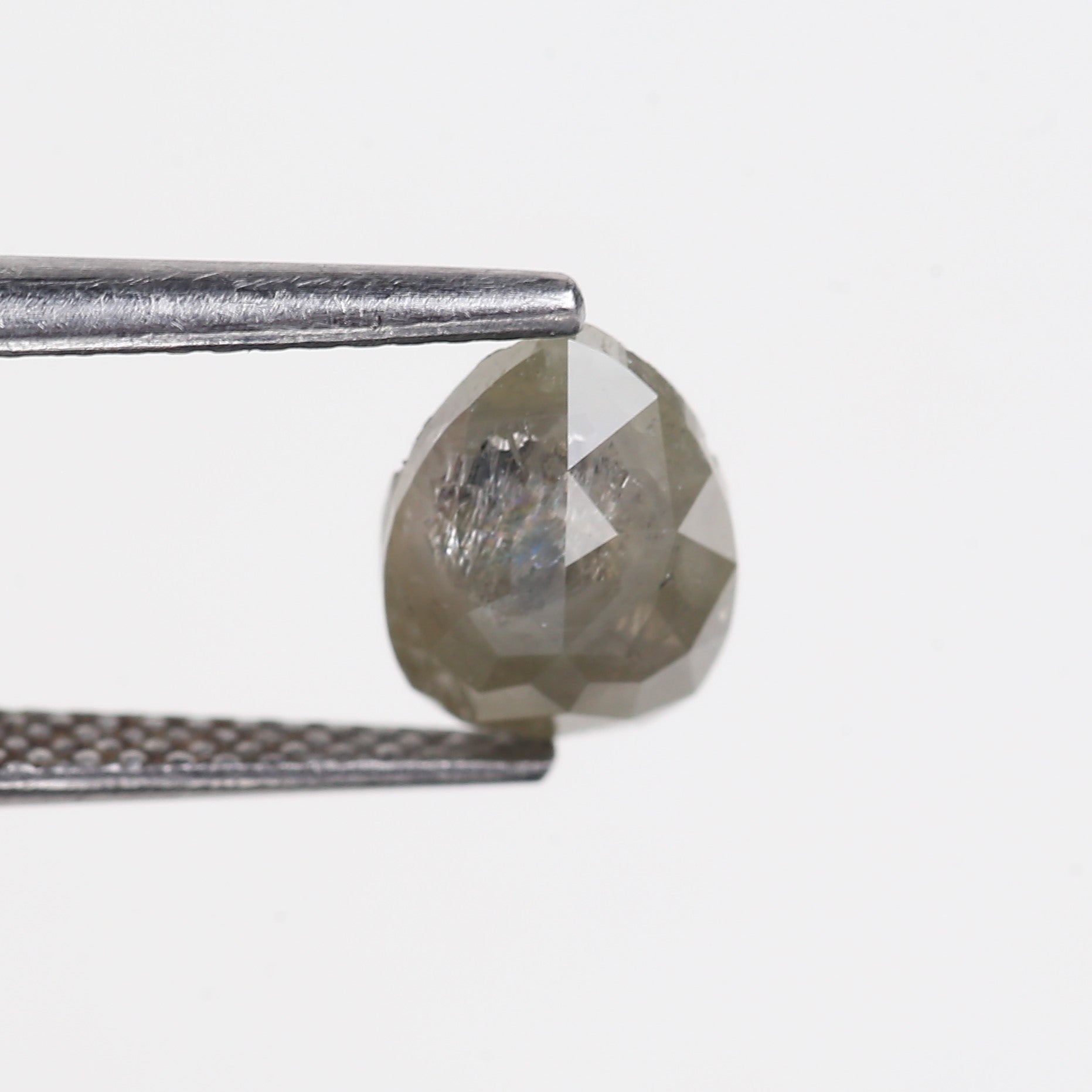 1.28 Carat Natural Pear Rose Cut Salt and Pepper Diamond 8.1 MM