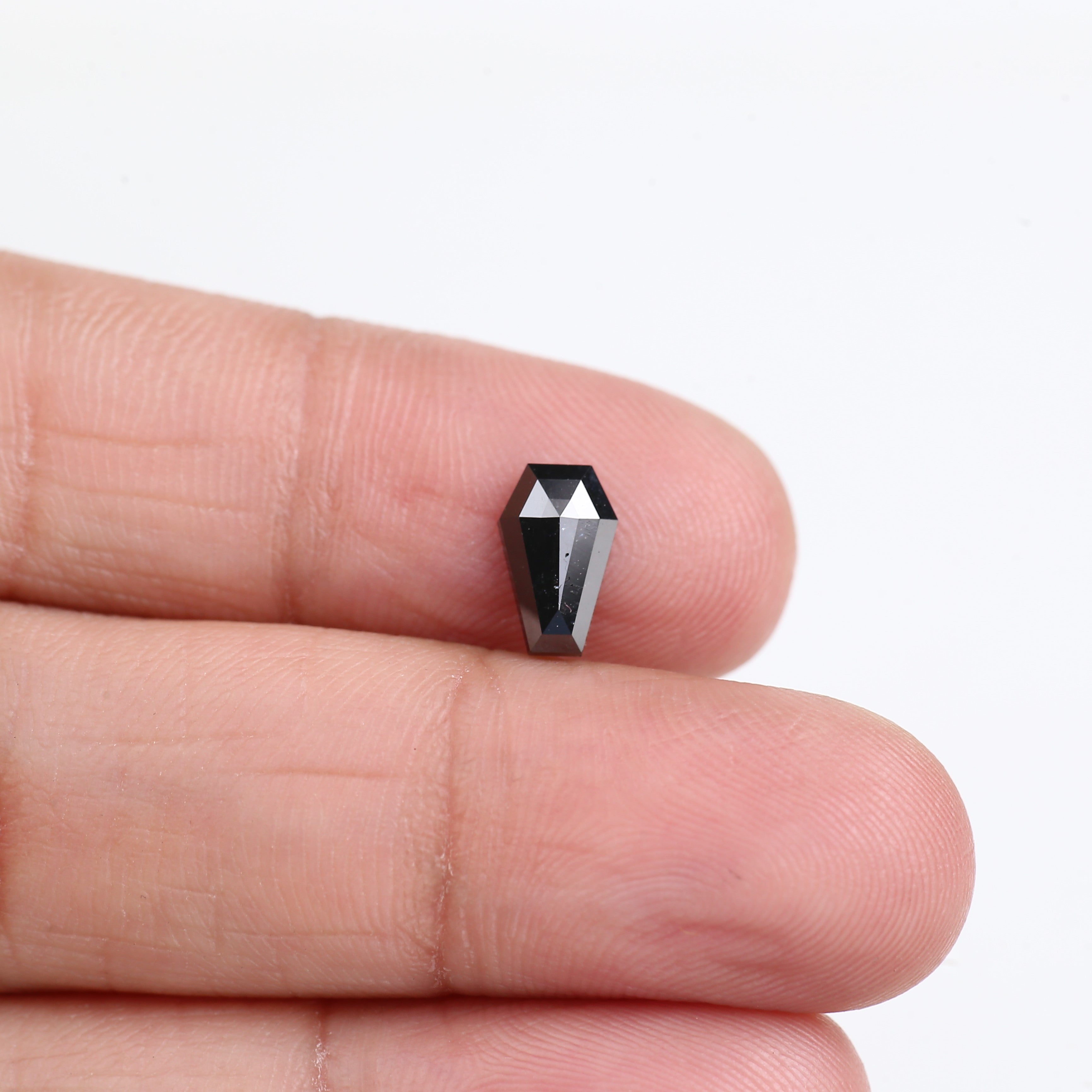 0.98 Carat Natural Coffin Cut Black Diamond 8.5 MM