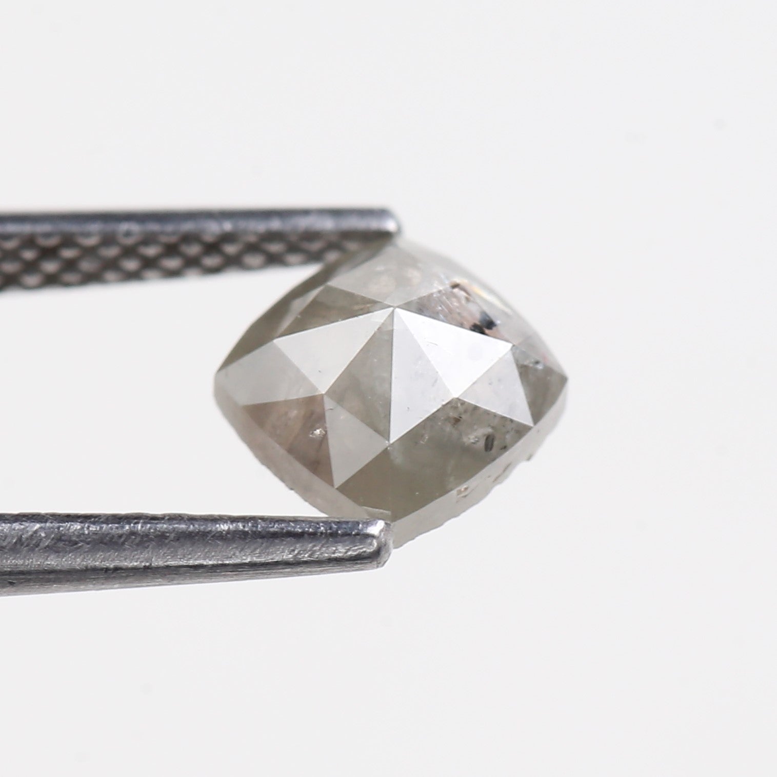 1.08 Carat Natural Rose Cut Cushion Salt and Pepper Diamond 5.66 MM