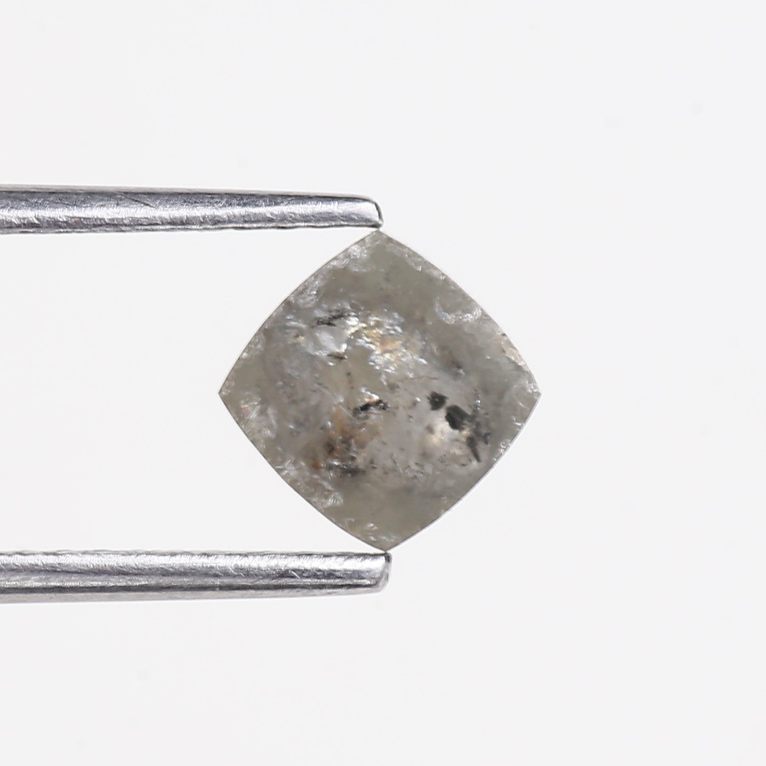 1.08 Carat Natural Rose Cut Cushion Salt and Pepper Diamond 5.66 MM