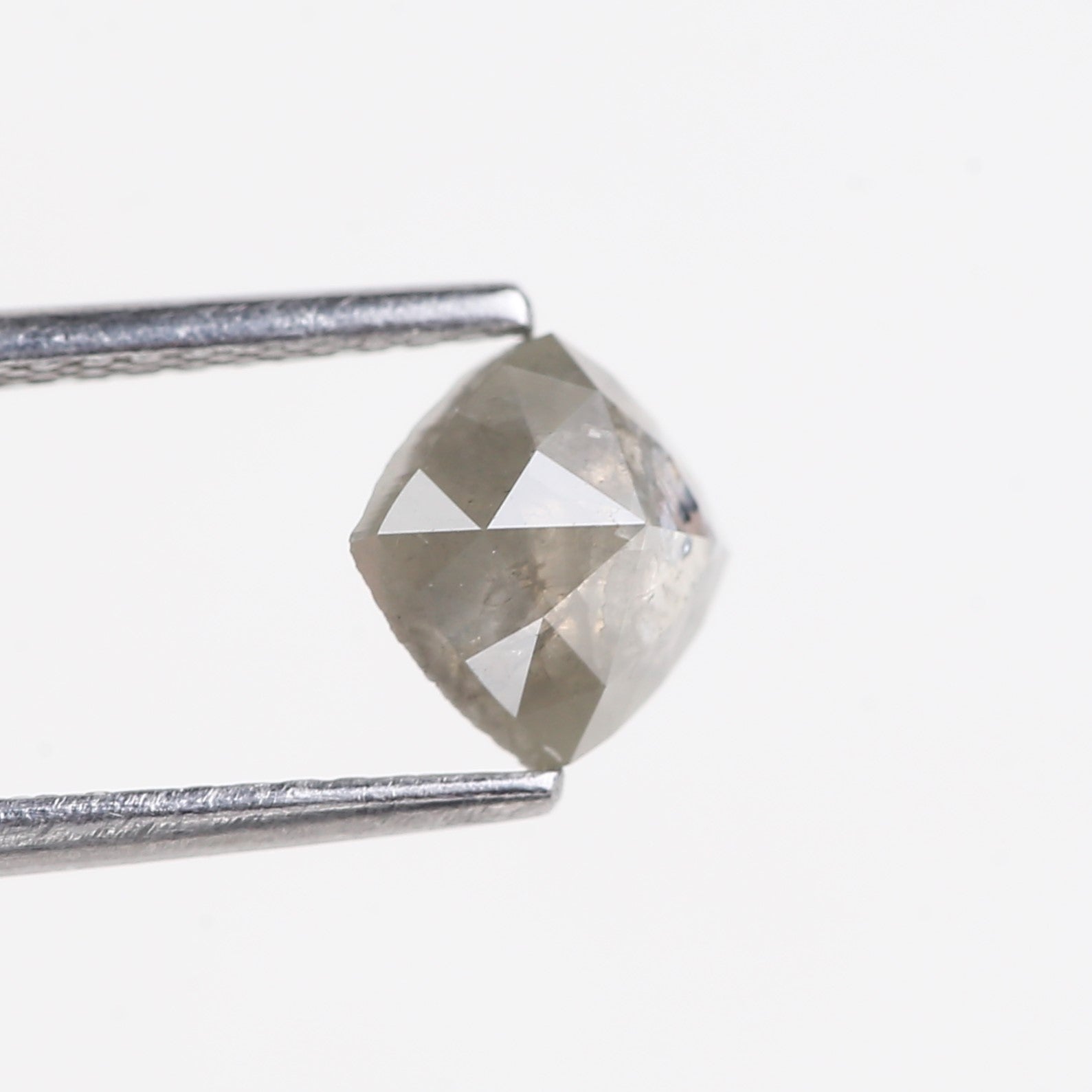 1.08 Carat Natural Rose Cut Cushion Salt and Pepper Diamond 5.66 MM