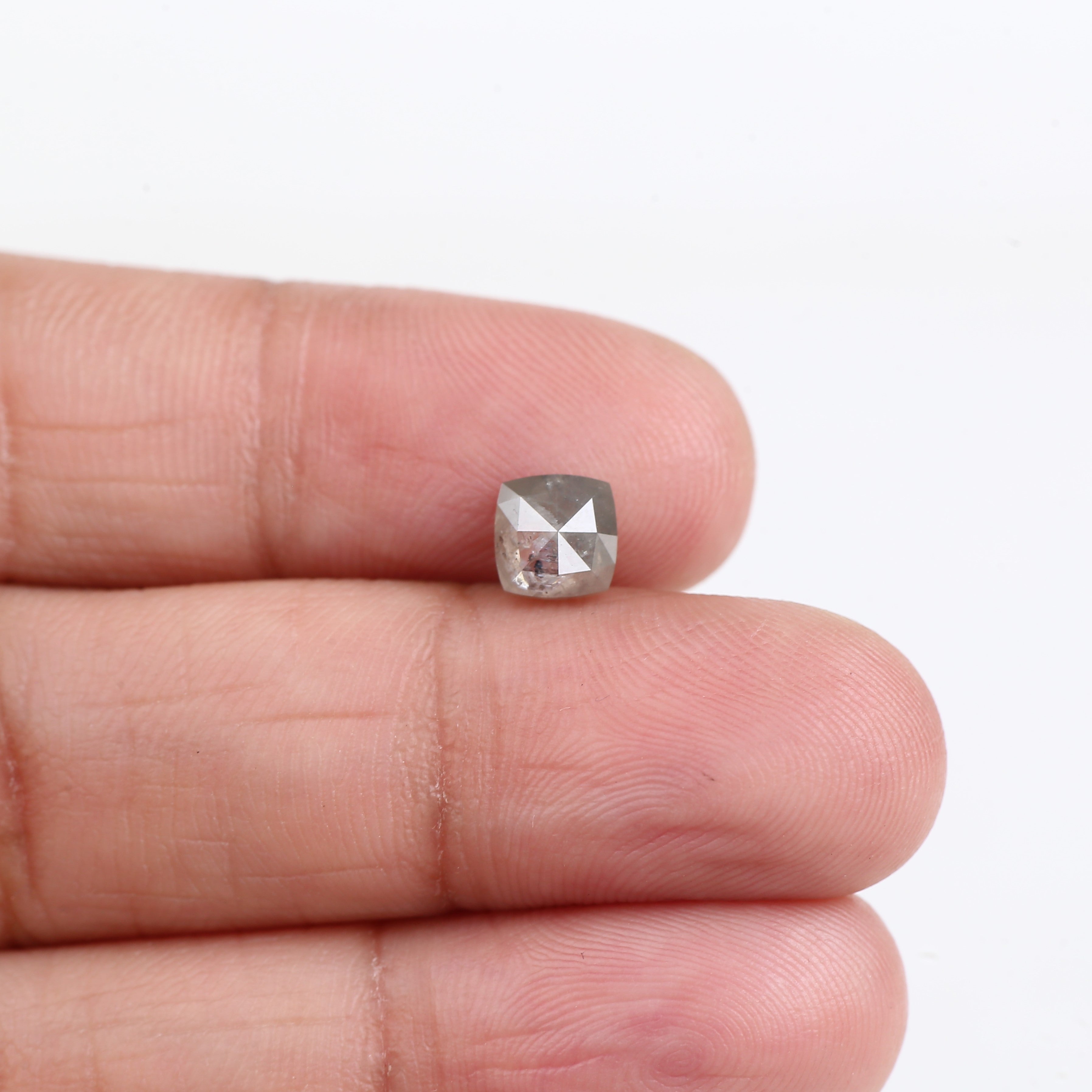 1.08 Carat Natural Rose Cut Cushion Salt and Pepper Diamond 5.66 MM