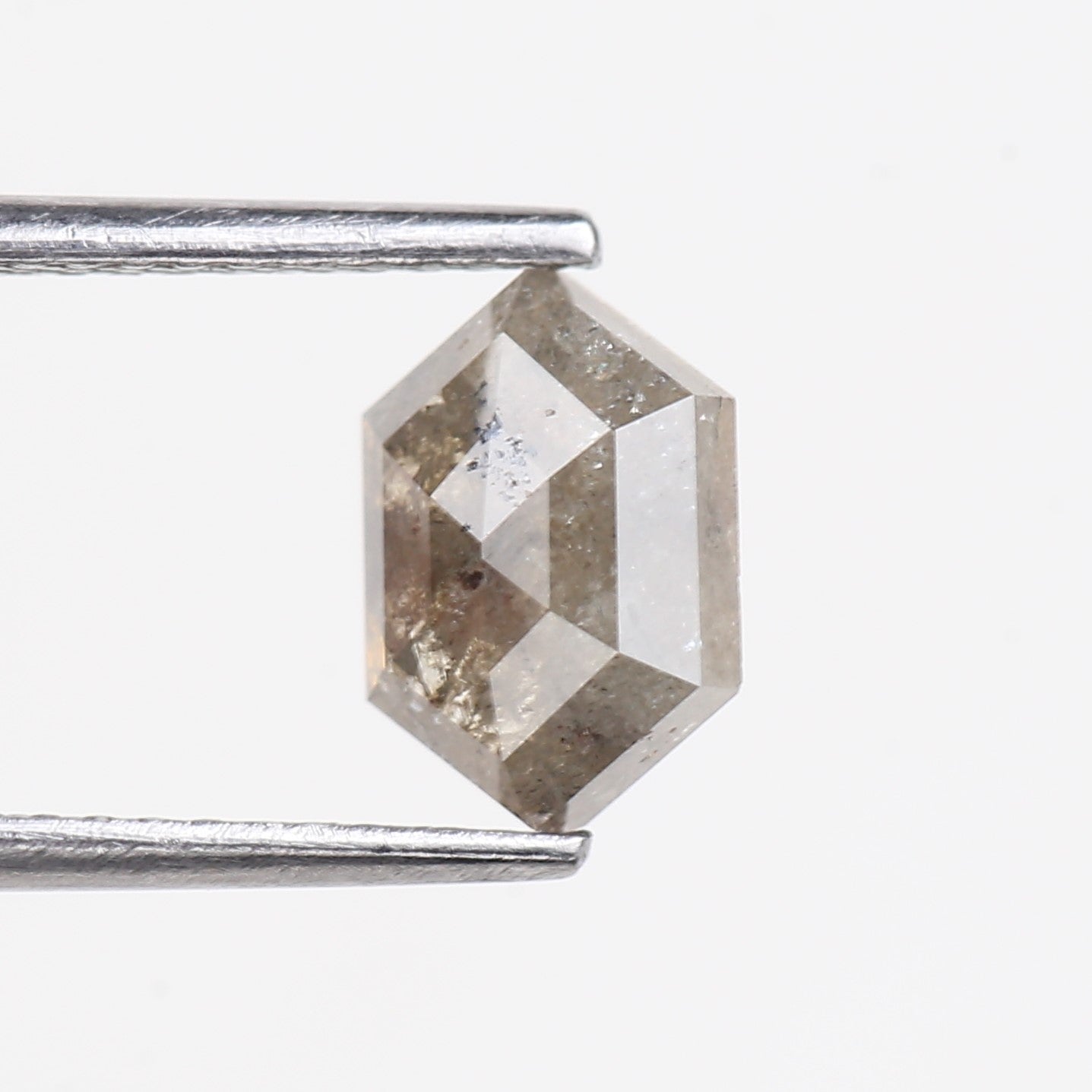 1.28 Carat Natural Hexagon Salt and Pepper Diamond 8.37 MM