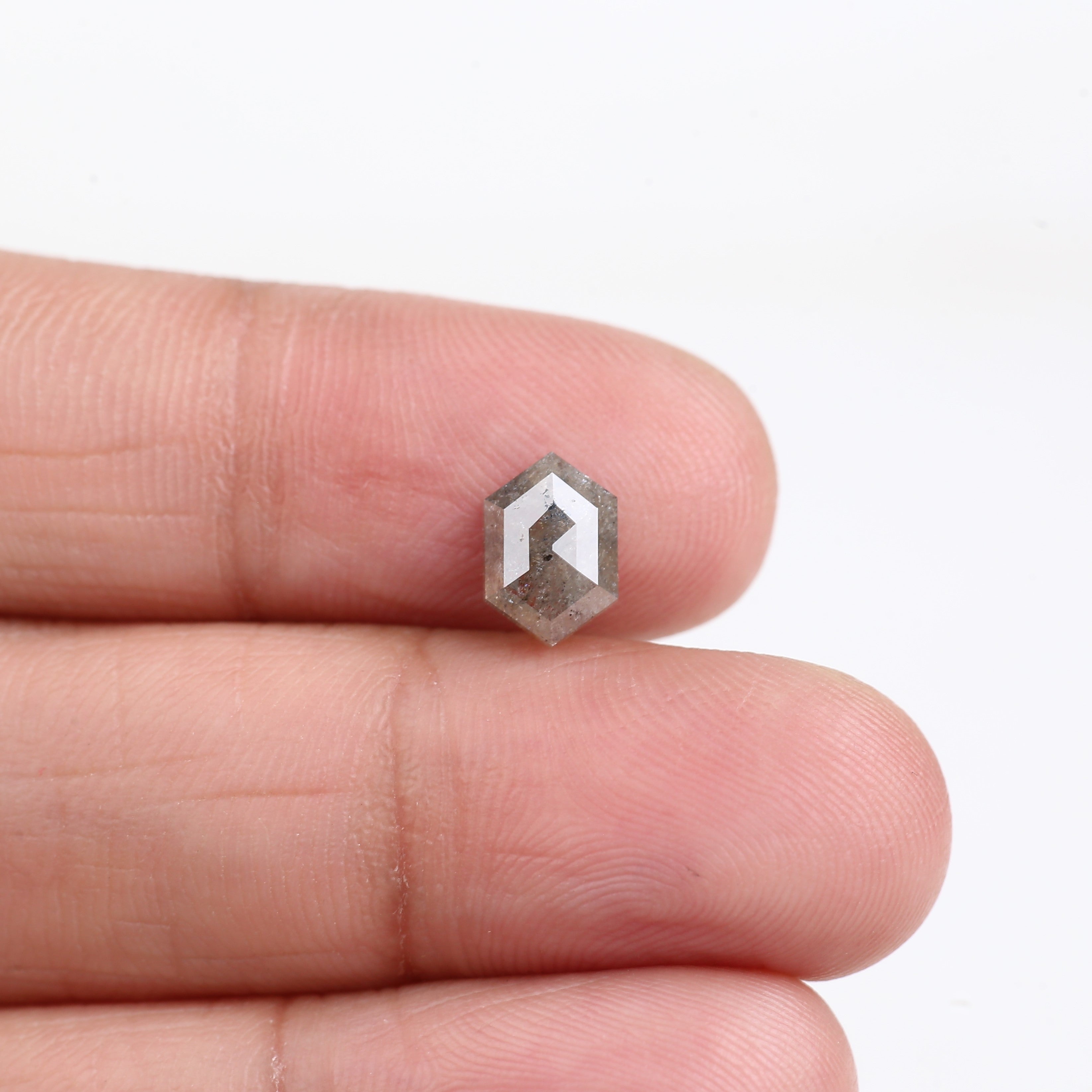 1.28 Carat Natural Hexagon Salt and Pepper Diamond 8.37 MM