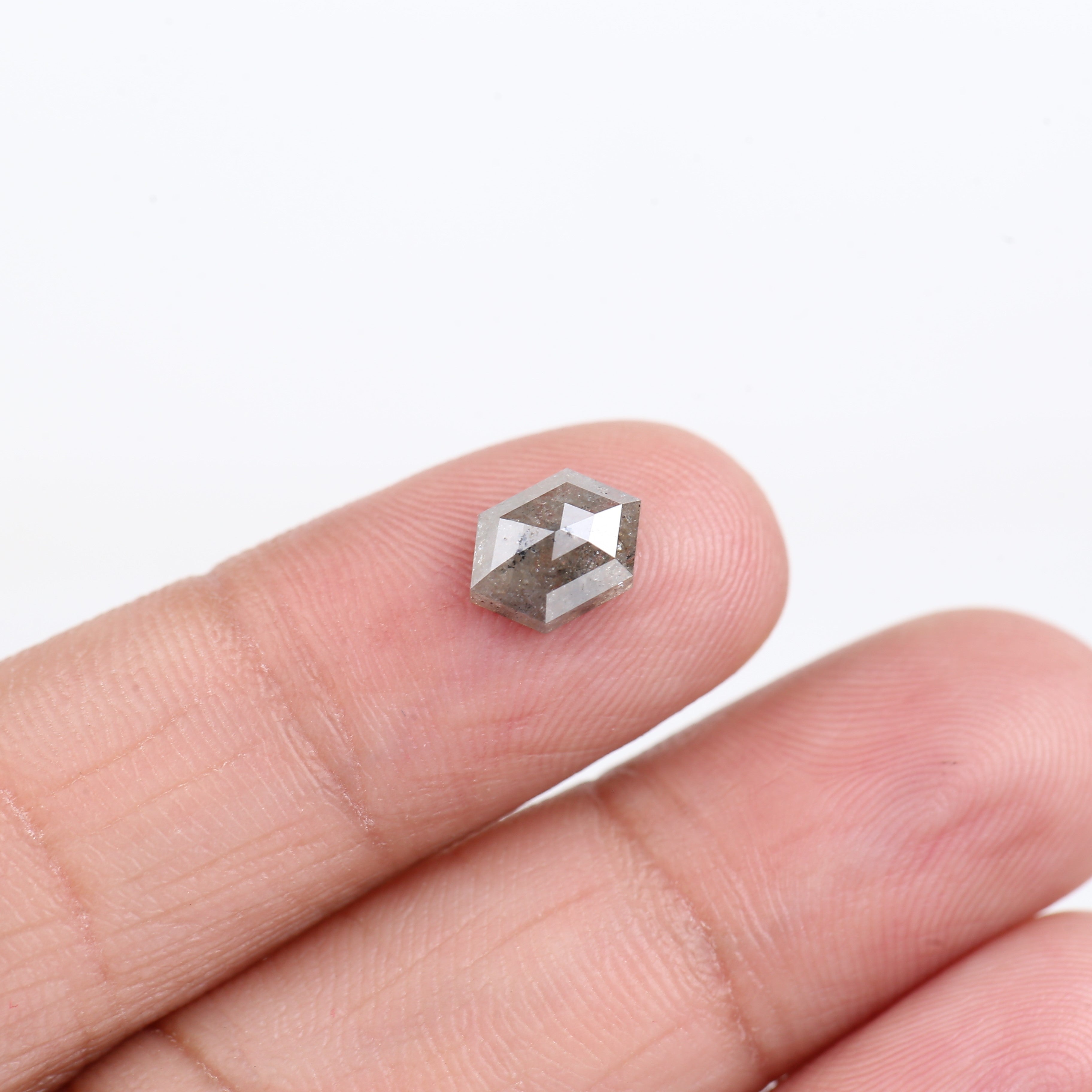1.28 Carat Natural Hexagon Salt and Pepper Diamond 8.37 MM