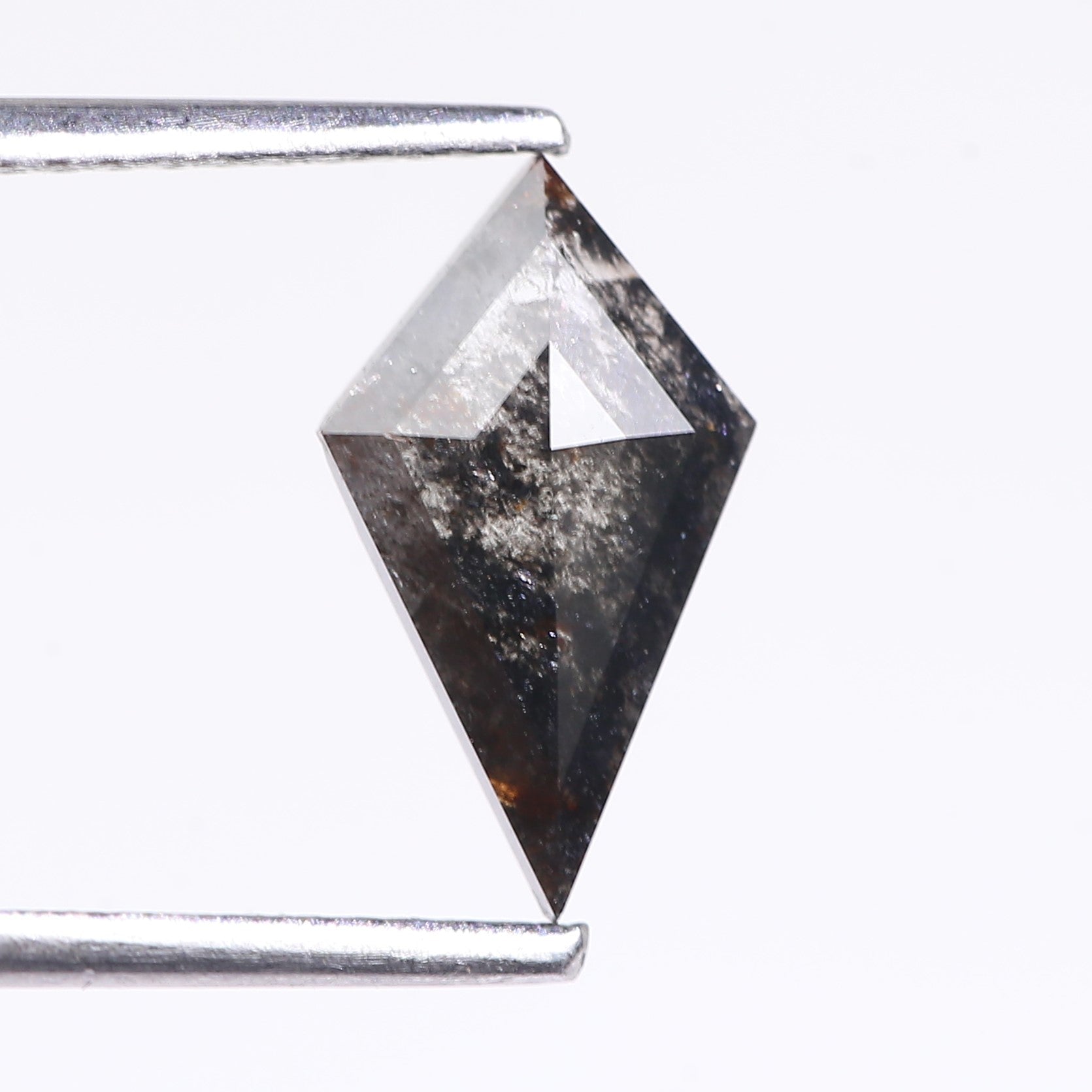 0.97 Carat Natural Salt And Pepper Kite Cut Grey Black Diamond 11.21 MM