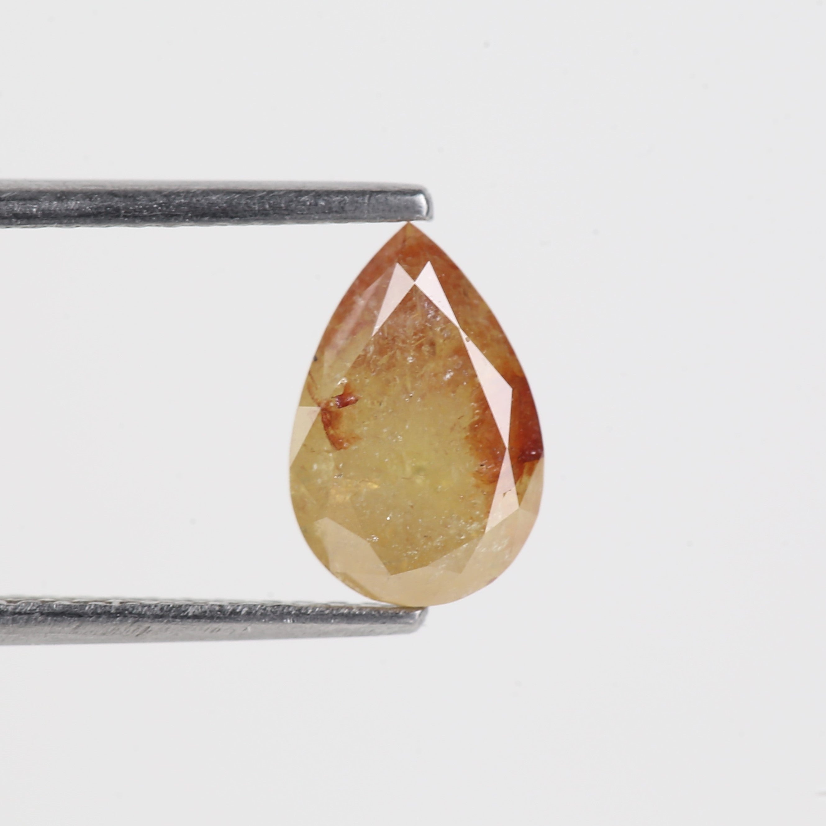 1.64 Carat Natural Pear Cut Yellow Red Salt And Pepper Diamond 9.10 MM