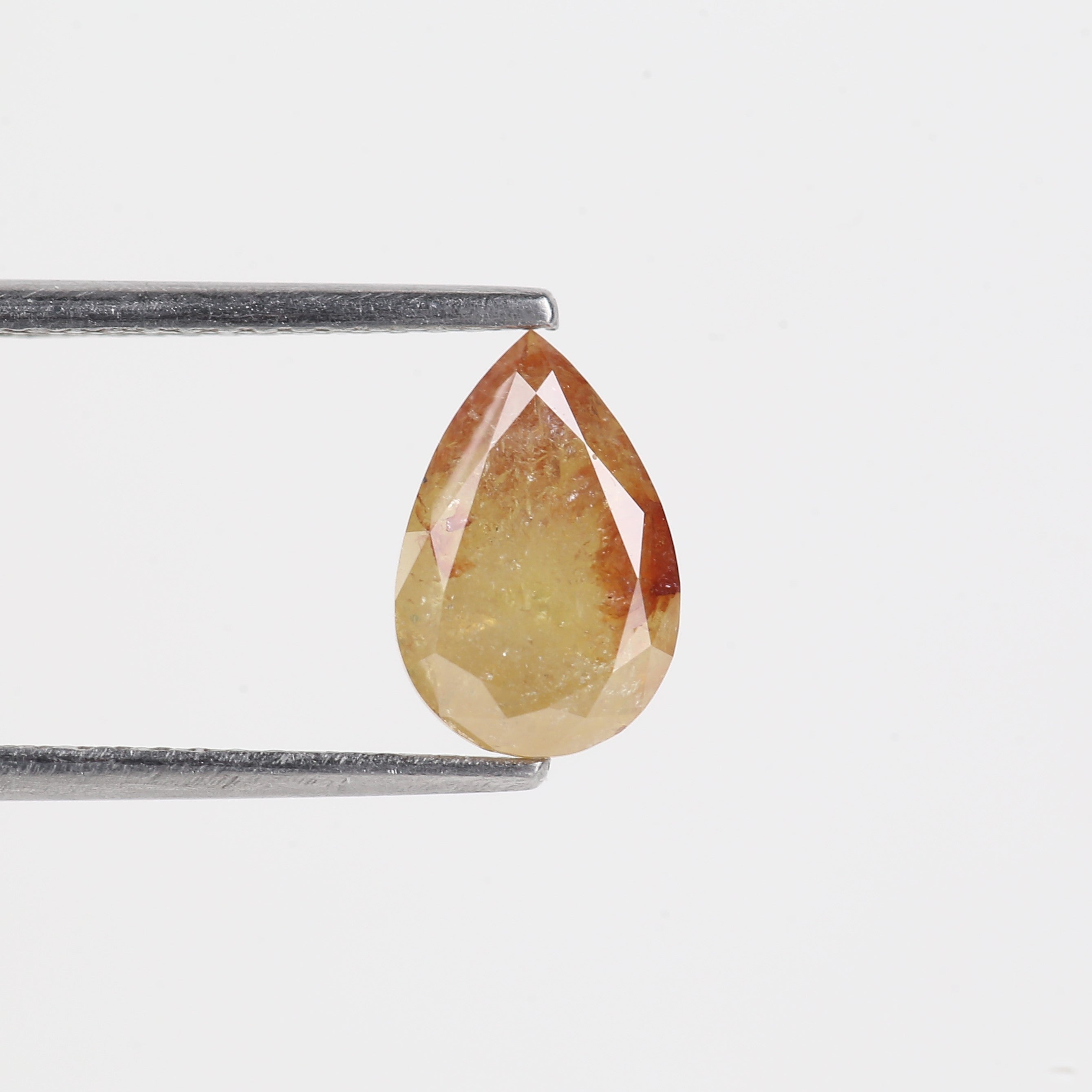 1.64 Carat Natural Pear Cut Yellow Red Salt And Pepper Diamond 9.10 MM