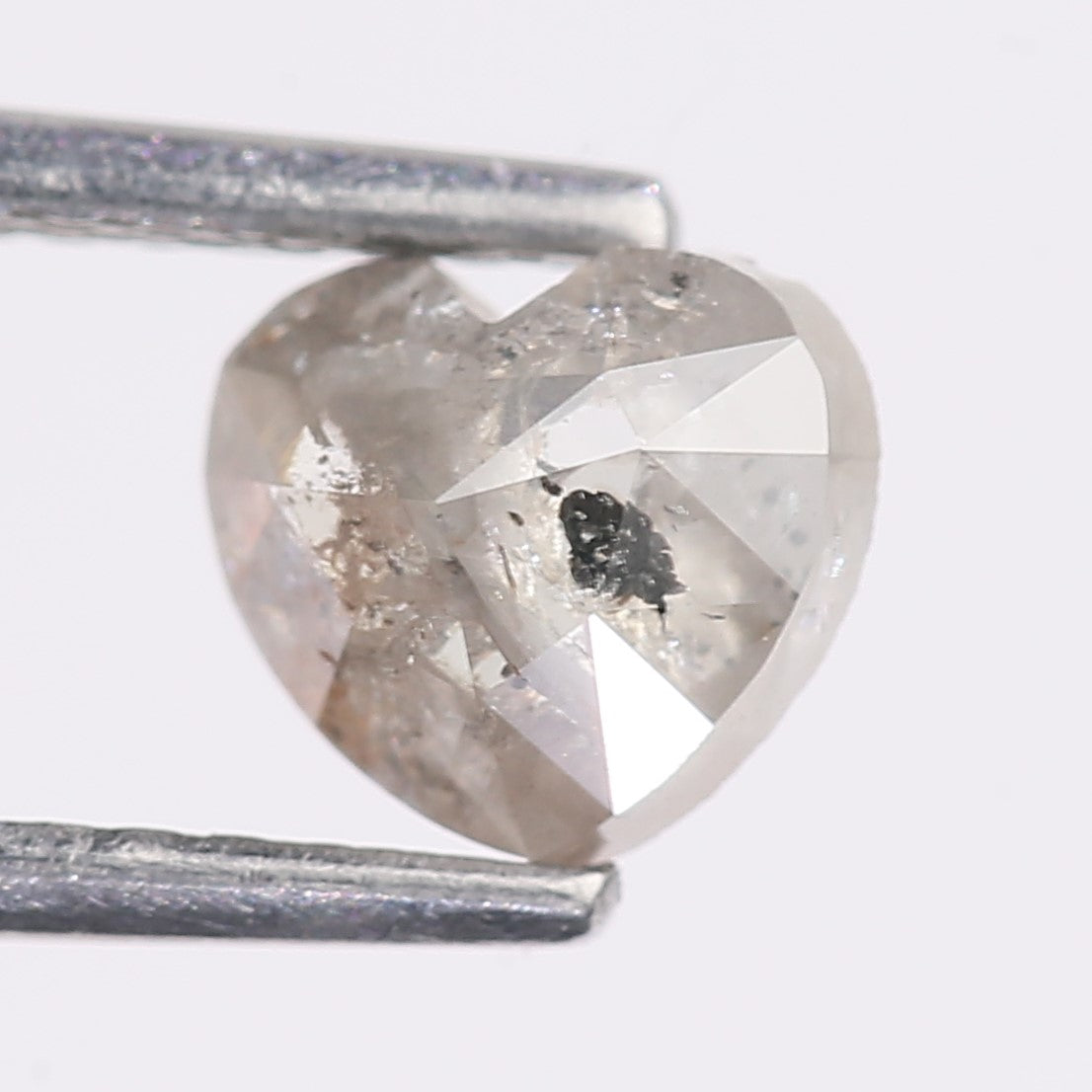 0.82 Carat Natural Salt And Pepper Heart Shape Diamond 5.46 MM
