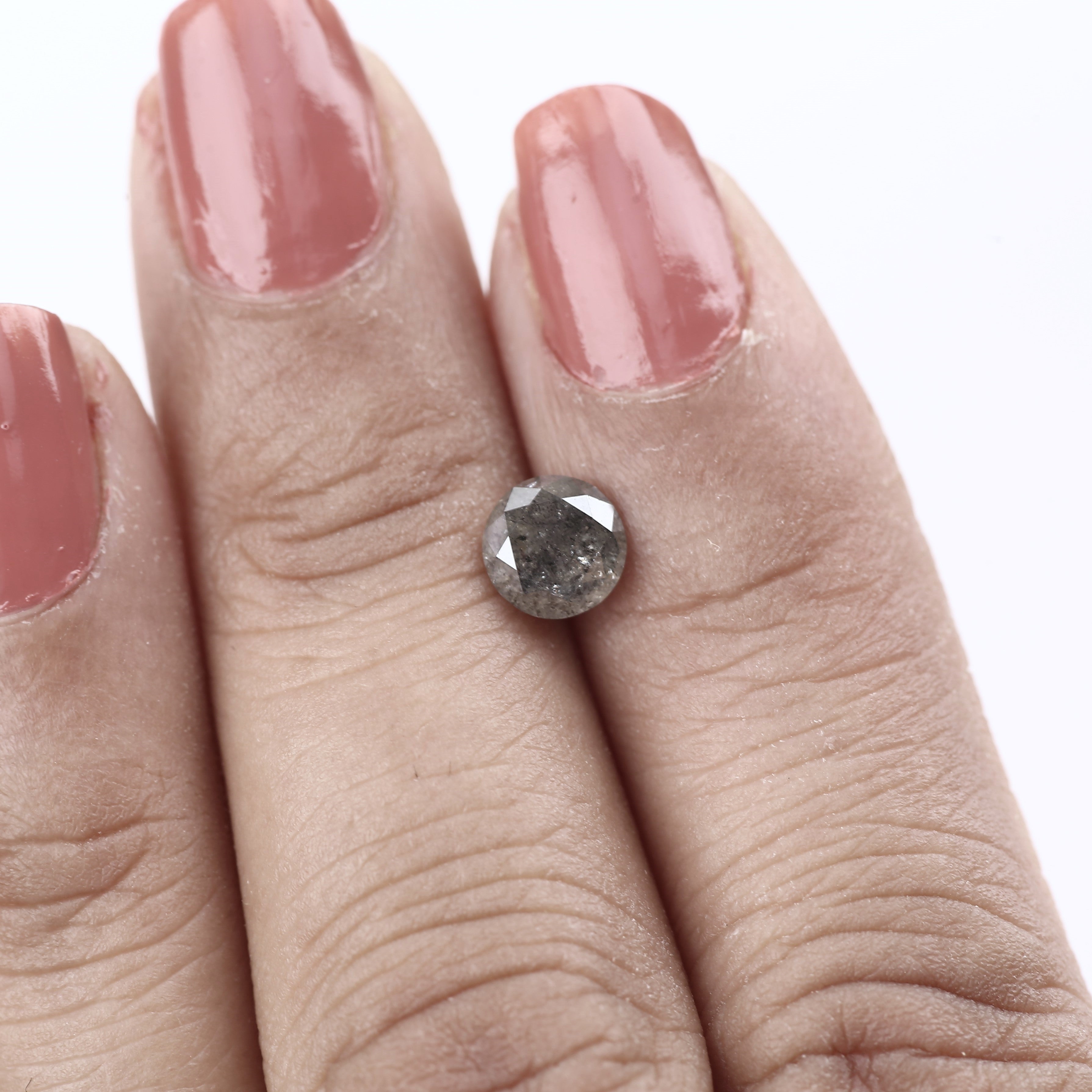 0.91ct Natural Gray Round Salt and Pepper Diamond 5.9 MM